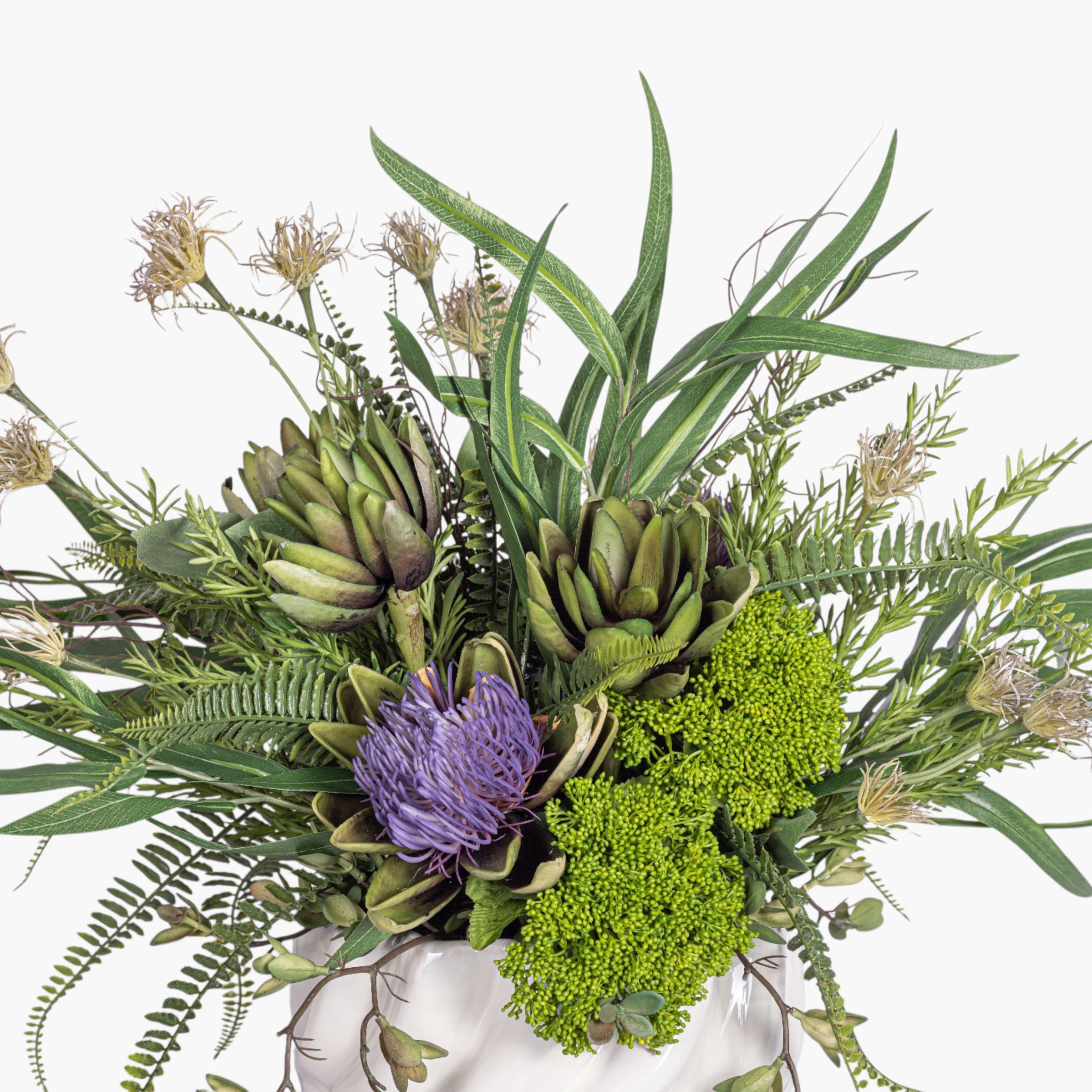 Wave Pot with Mixed Greenery Arrangement AR2001