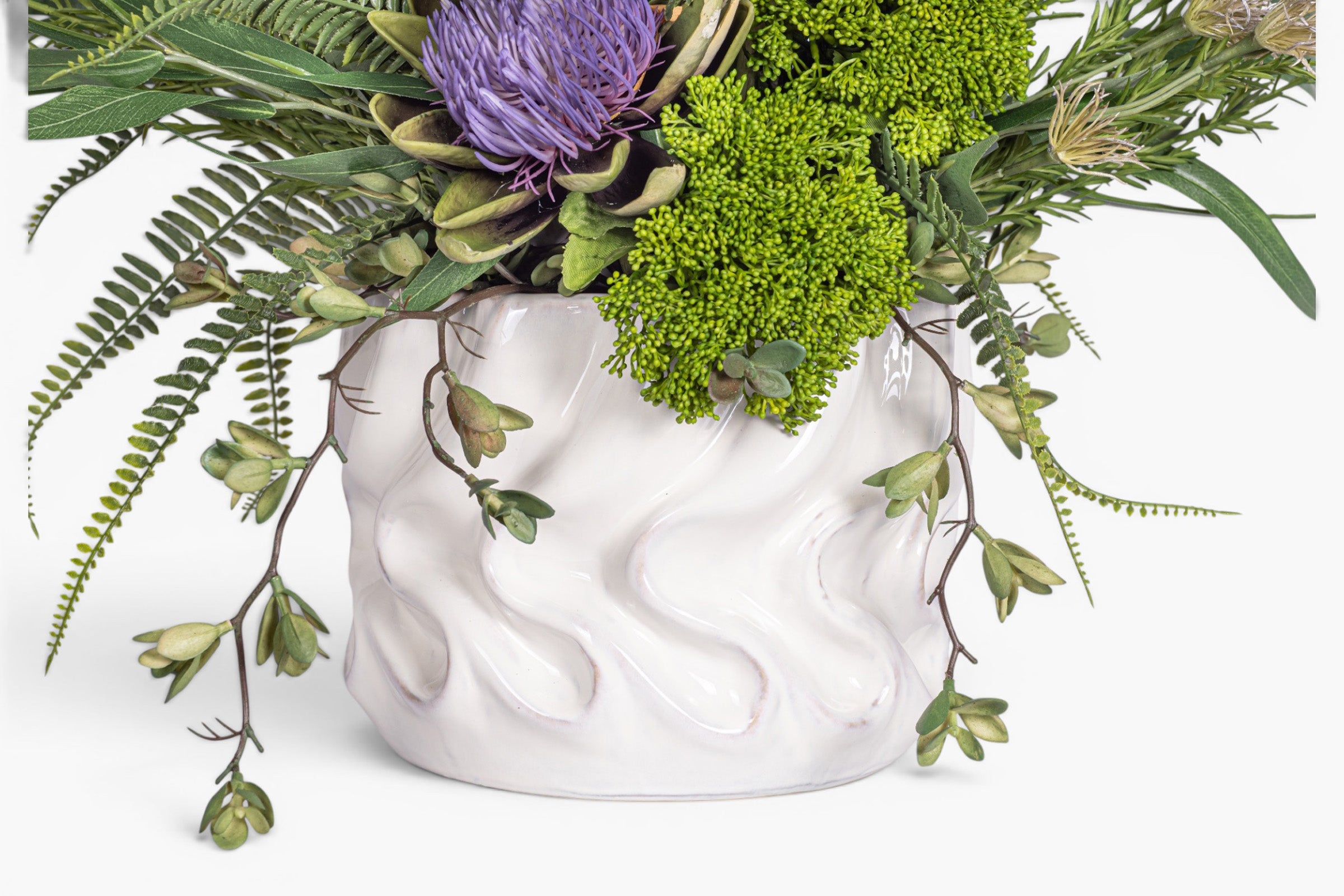 Wave Pot with Mixed Greenery Arrangement AR2001