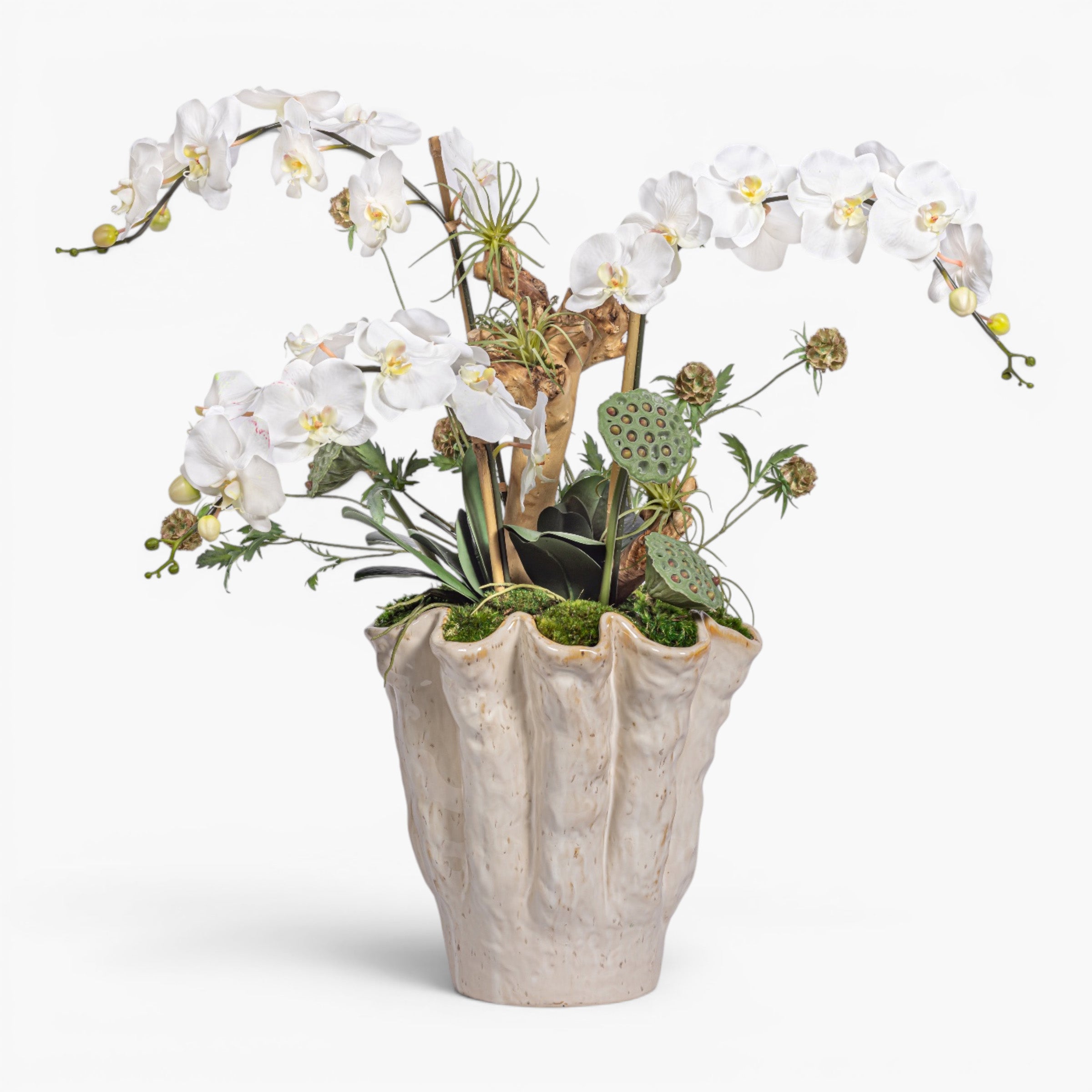 Coral Vase with Orchid Arrangement AR2035