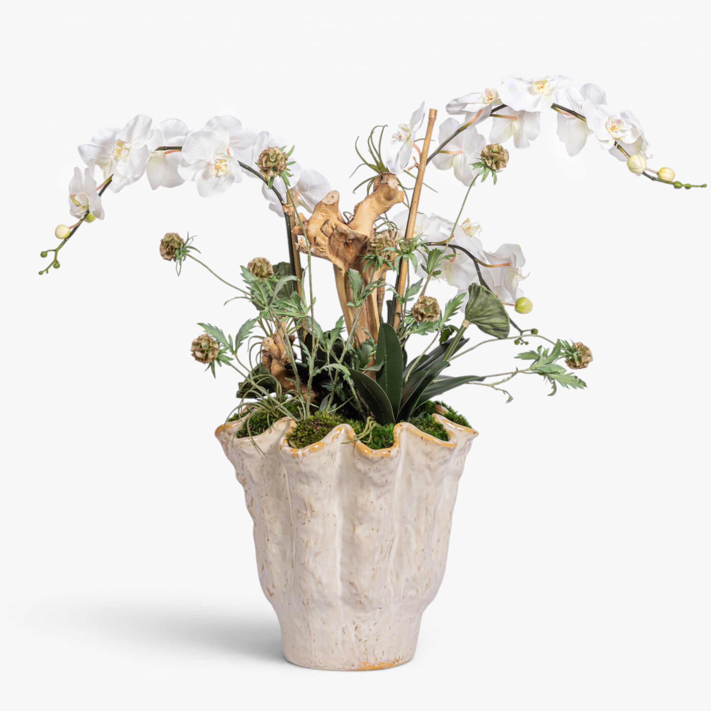 Coral Vase with Orchid Arrangement AR2035