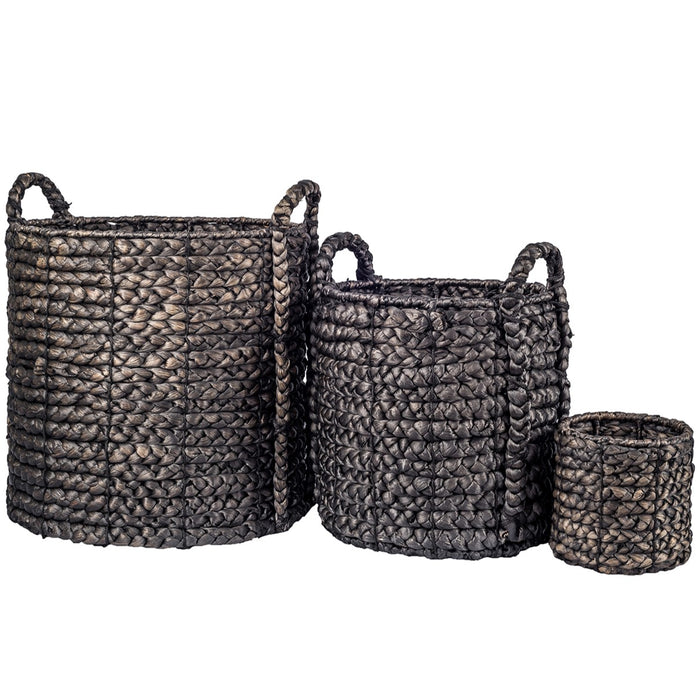 Kenna Collection-Black Basket with Handles   BS1009