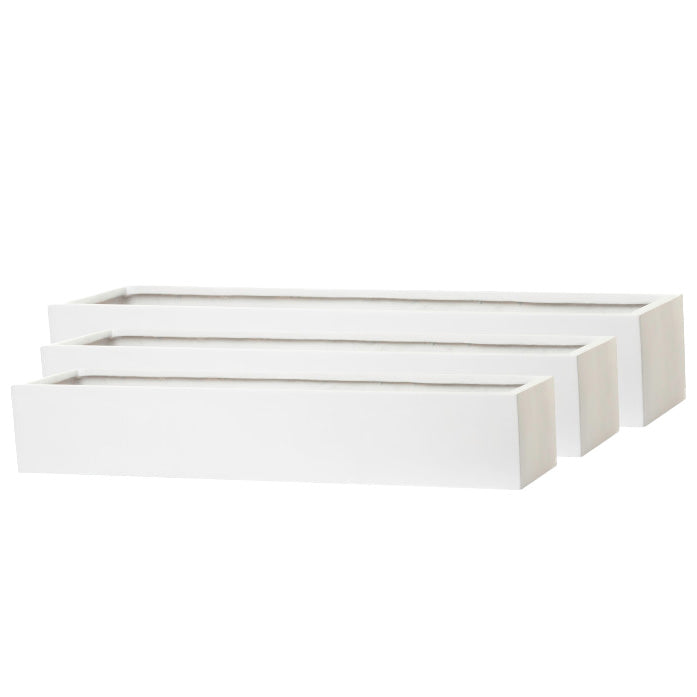 Manhattan Collection Table Top Rectangle Planters-Matte White   CN1032