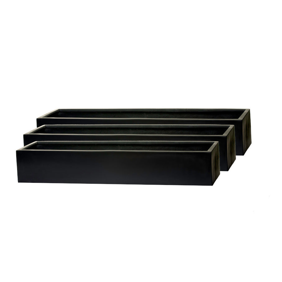 Manhattan Collection Table Top Rectangle Planters - Matte Black CN1033