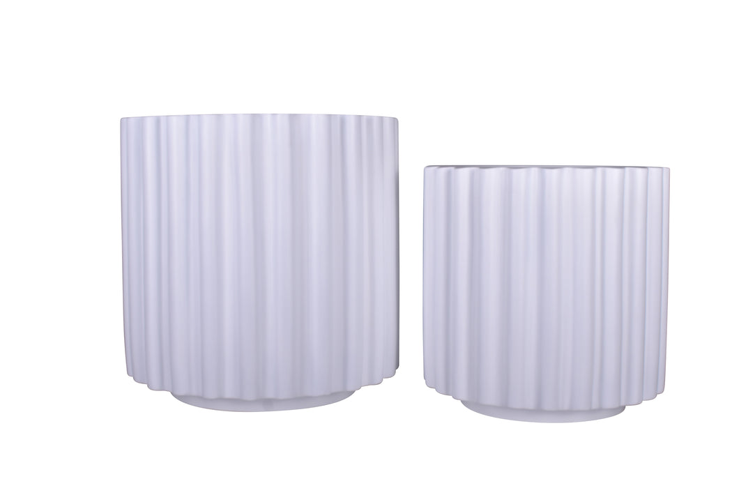 Fiona Planter Collection-White Fluted Fiberglass Collection   CN1245