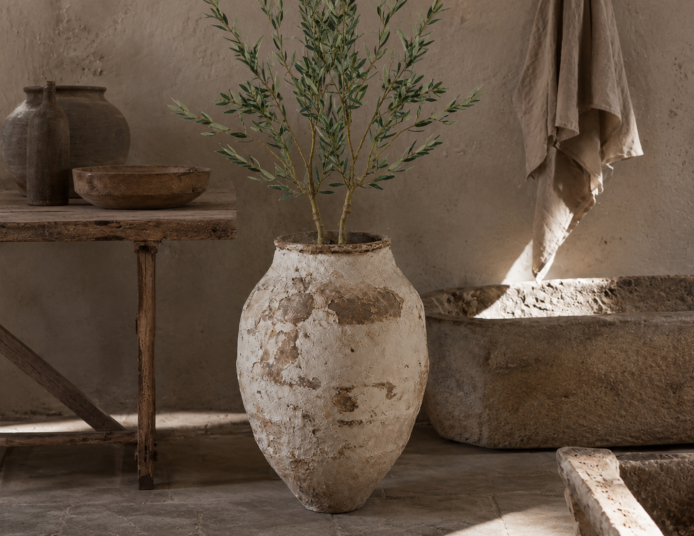 Turkish Olive Pot | Vintage Tan