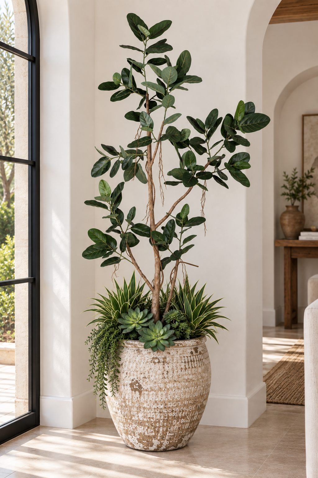 9' Audrey Ficus in Small Sable Planter |  PC1433CN1436SM-UP21