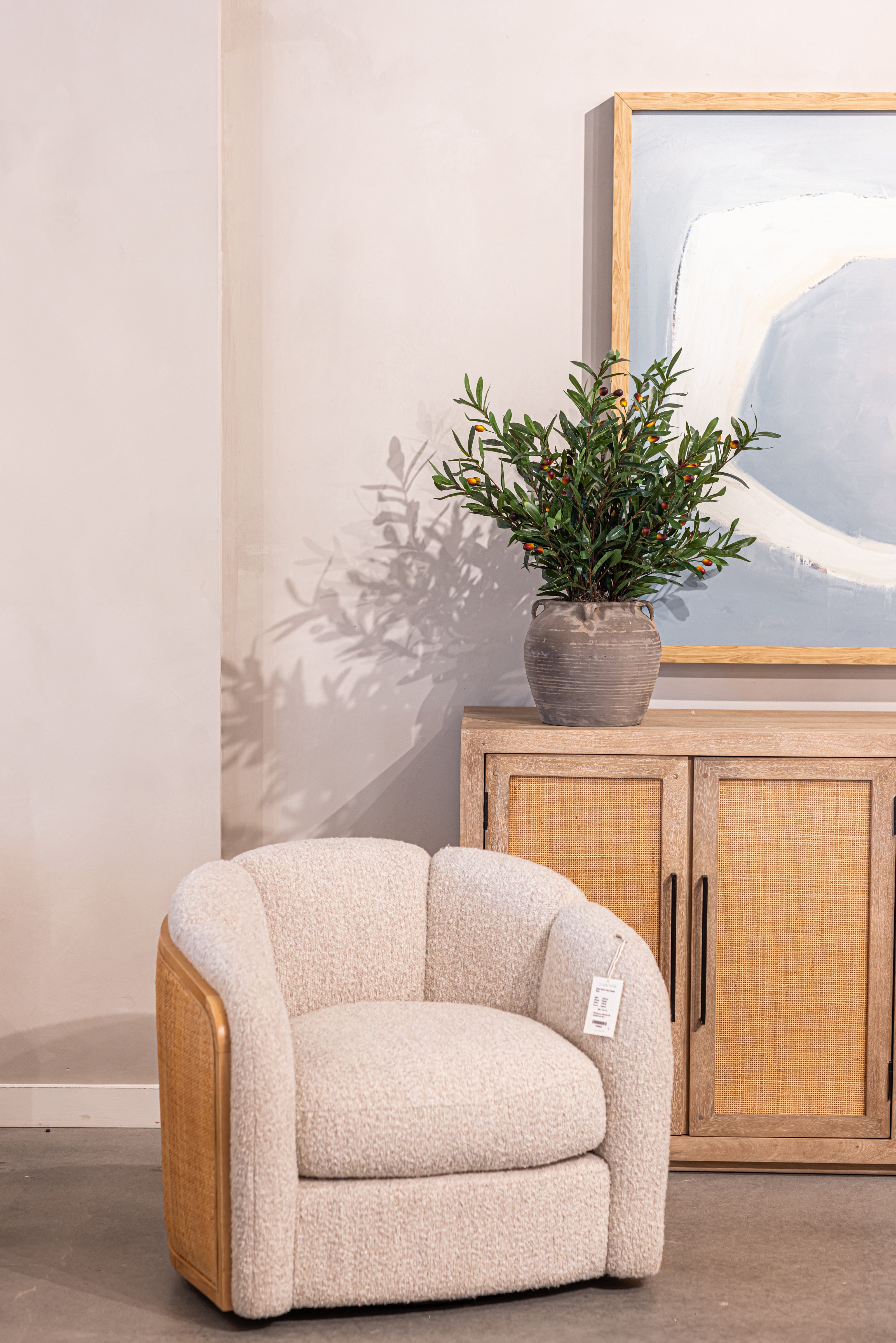 2 Handled Vintage Clay Pot with Olive Stem Arrangement   AR1672