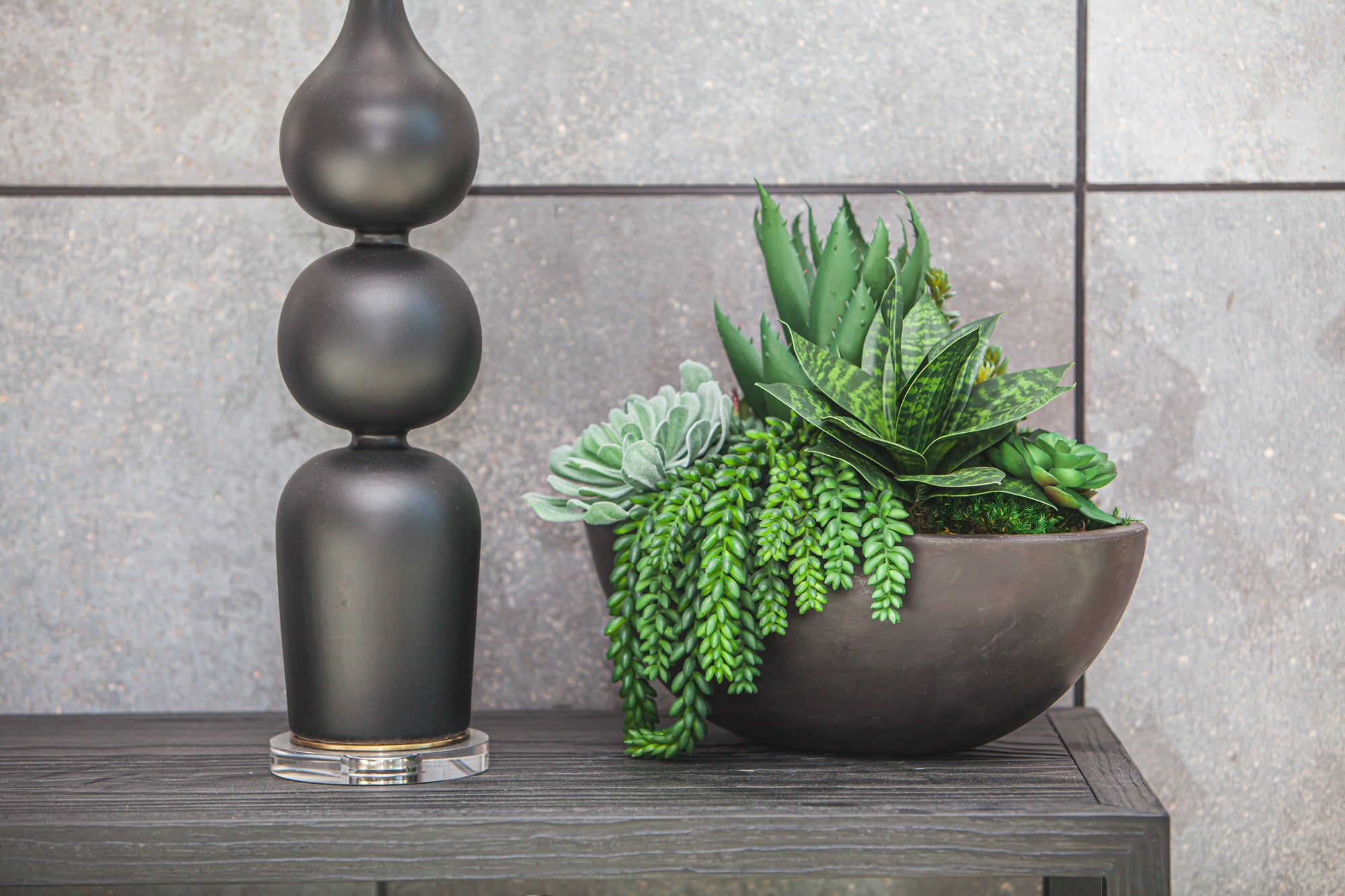 Small Oval Bowl with Succulent Arrangement   AR1813
