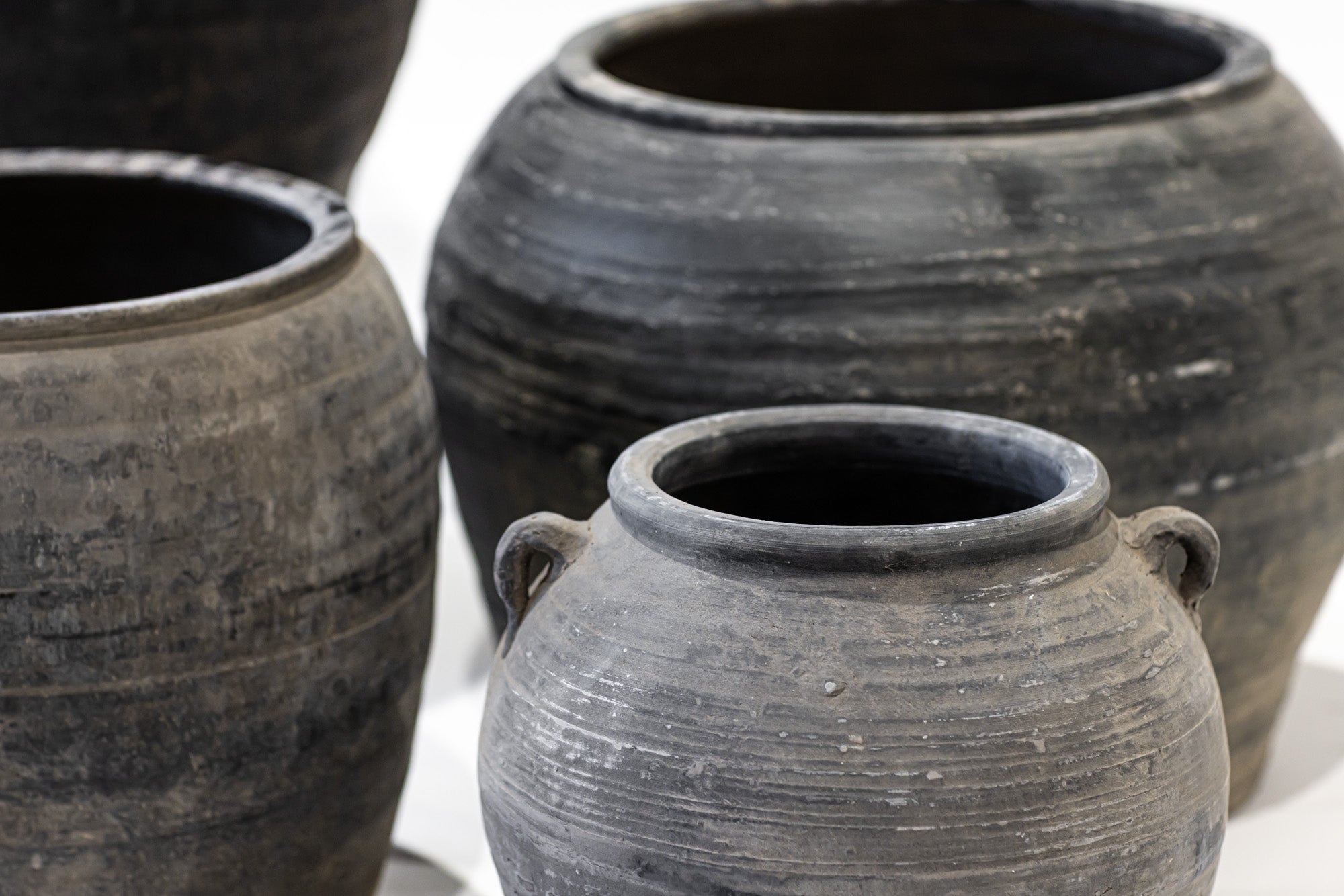 Vintage Black Grey Clay Pot-4 Handles    CN1153