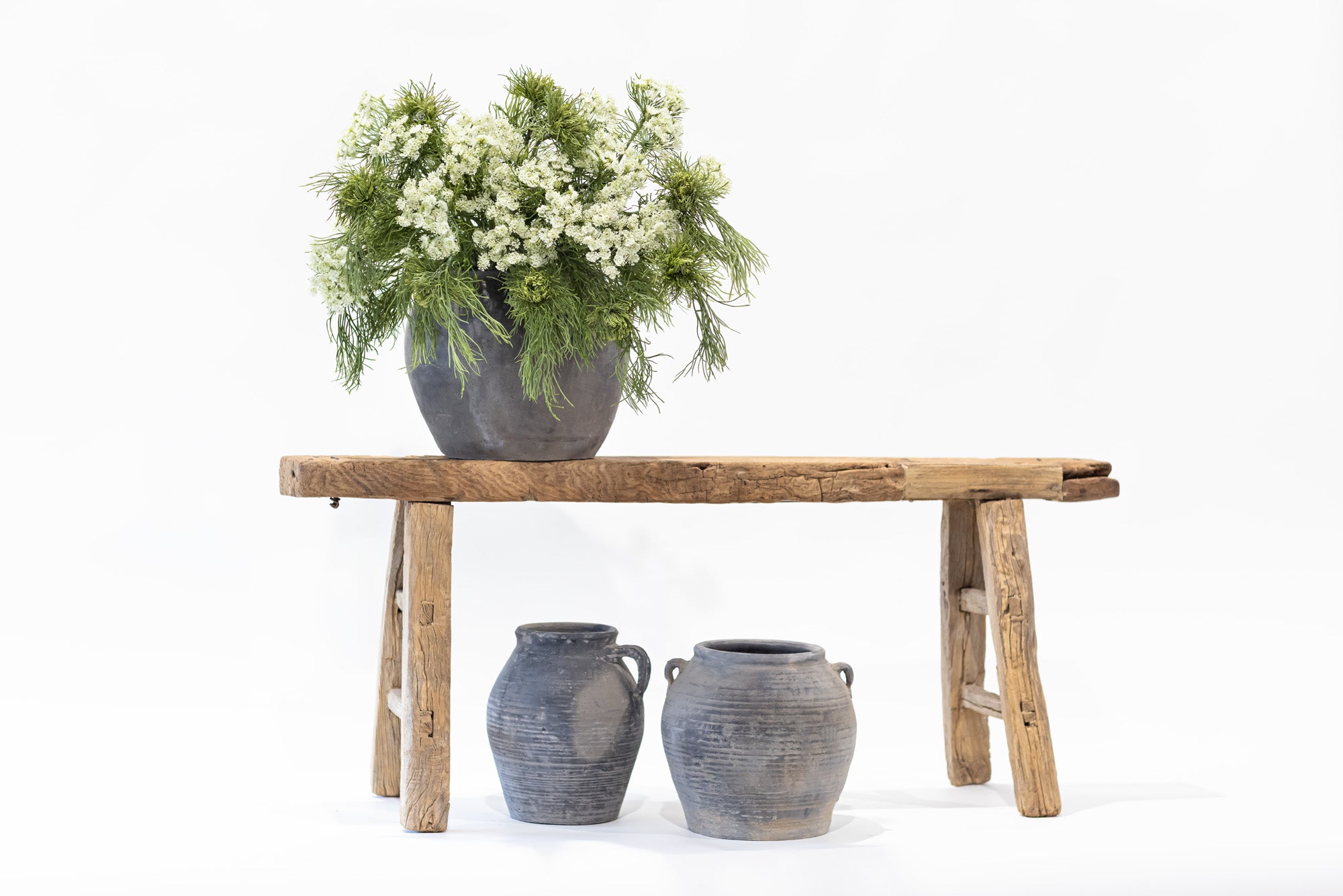Vintage Black Grey Clay Pot-4 Handles    CN1153