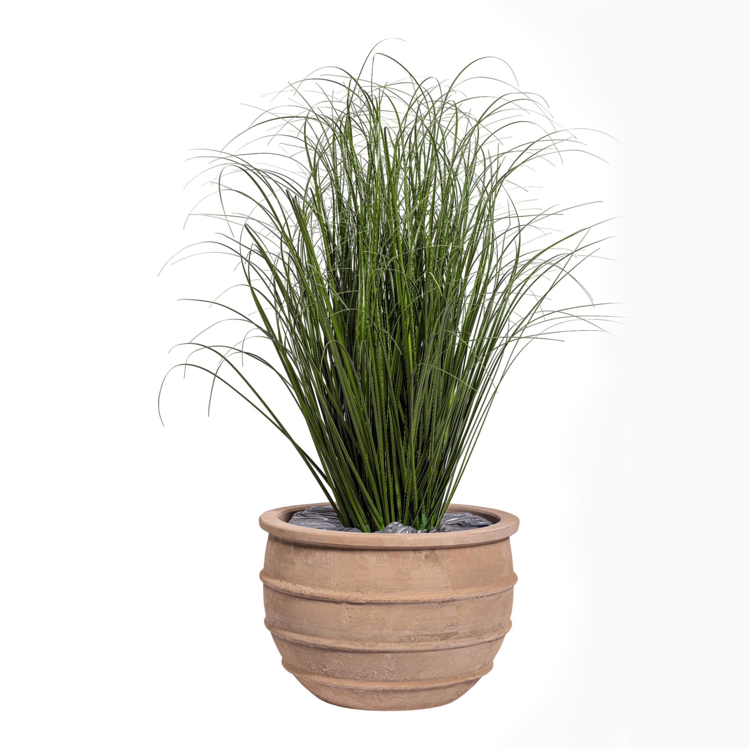 40" Grass in Terracotta Enzo Planter with .5-1" Mixed Rock   PC1516CN1429MD