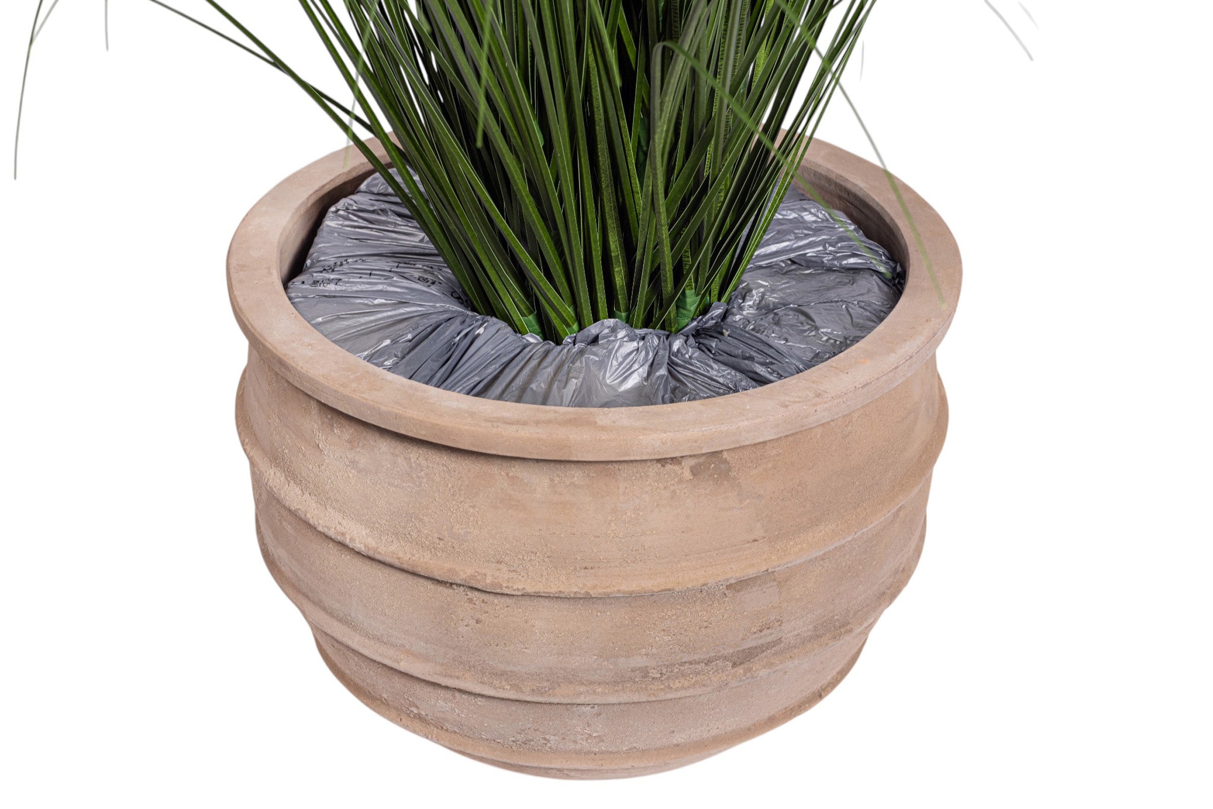 40" Grass in Terracotta Enzo Planter with .5-1" Mixed Rock   PC1516CN1429MD