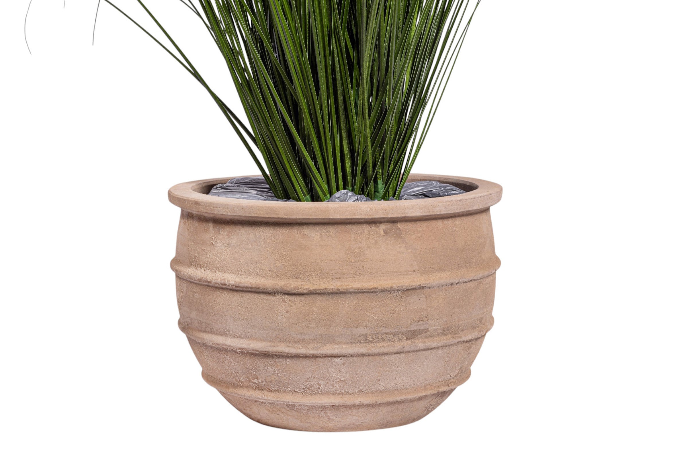 40" Grass in Terracotta Enzo Planter with .5-1" Mixed Rock   PC1516CN1429MD