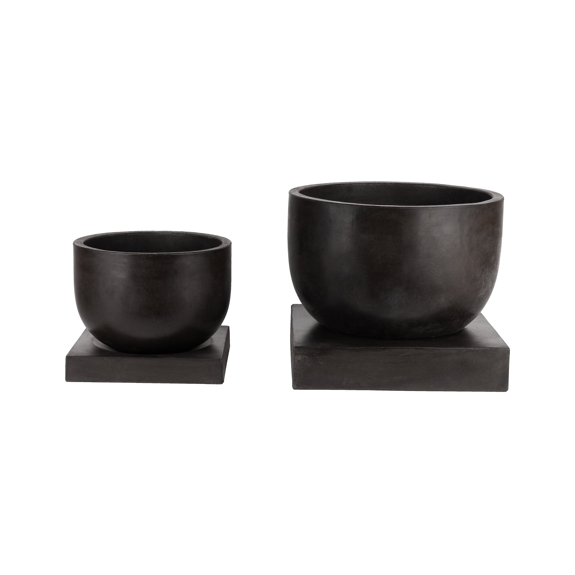 Palmaria Pot with Sqaure Base Collection - Black   CN1254