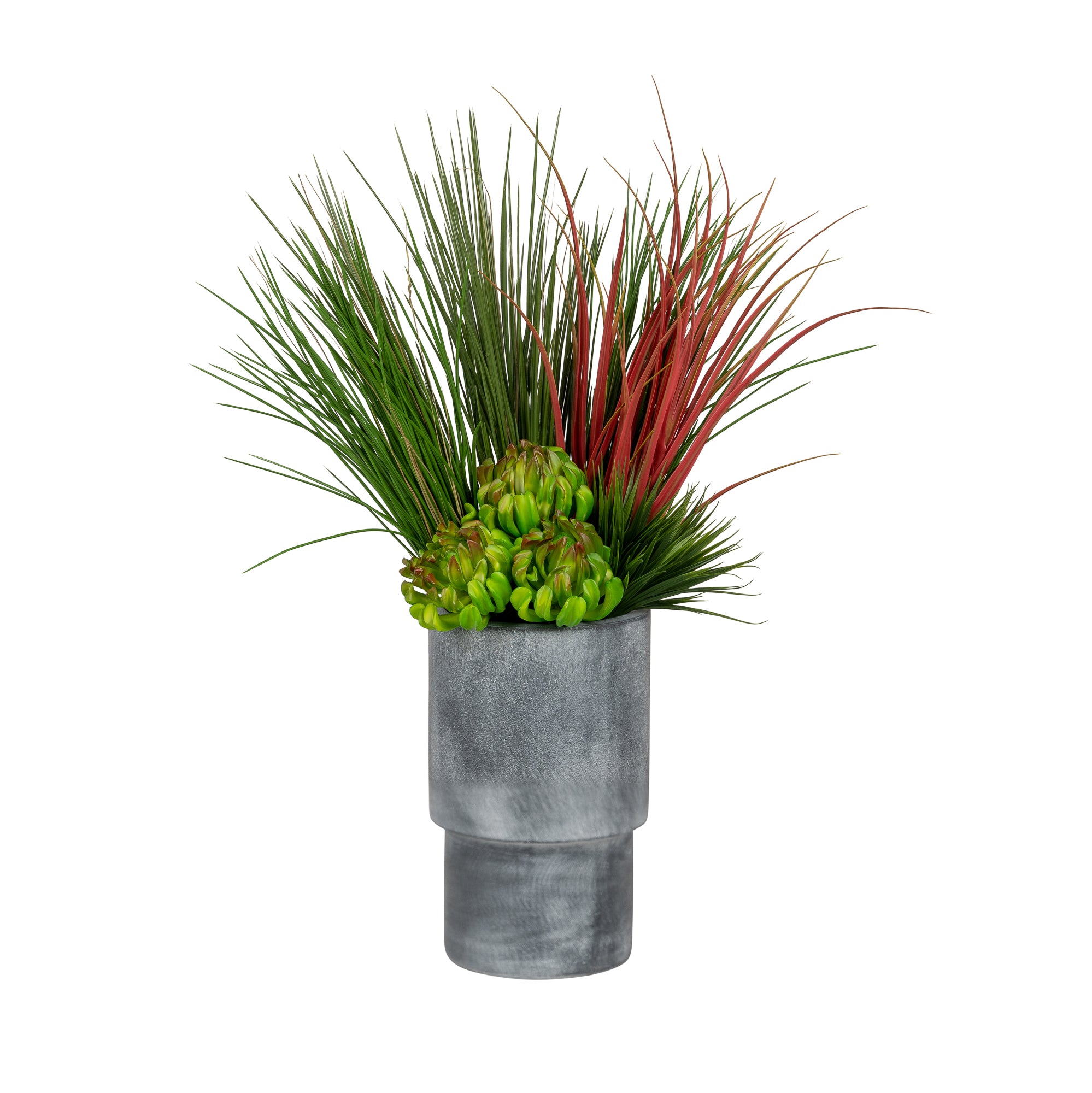 16" Grey Lucca Planter with Grass Arrangement   AR1685