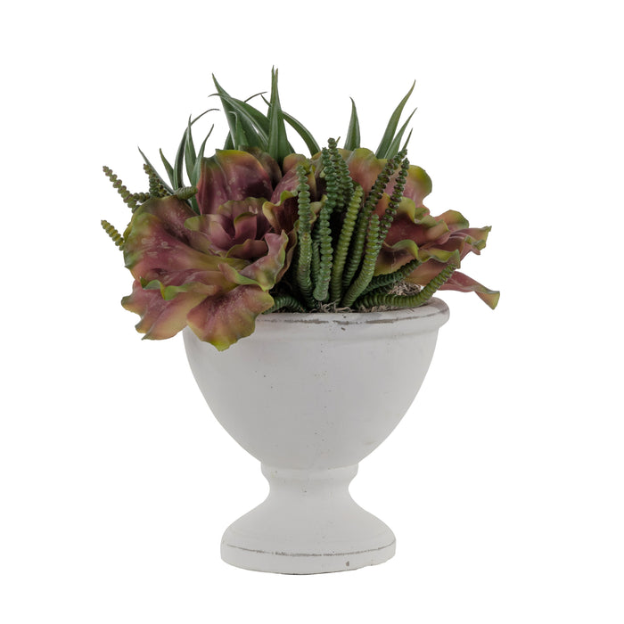 8" Benoit Short Ceramic Bowl with Succulents AR1044