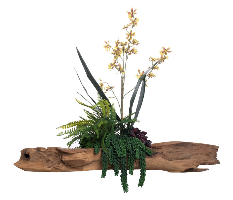 36” Kapal Trough with Yellow Orchids AR1298