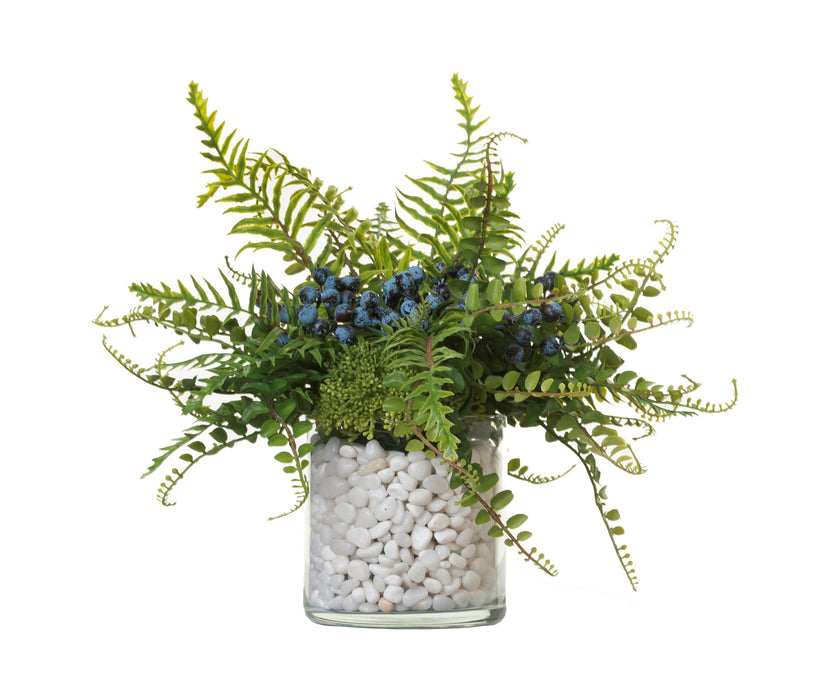 6" Mazzy Vase With Blueberry Fern Arrangment AR1322