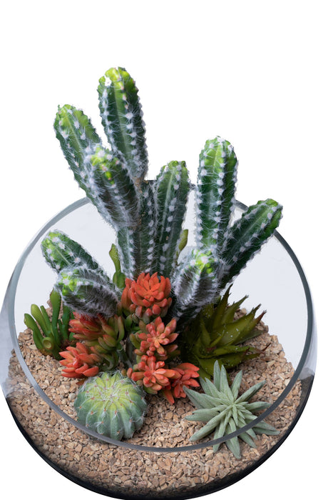 12" Bubba Slant Bowl with Cactus Arrangement   AR1346