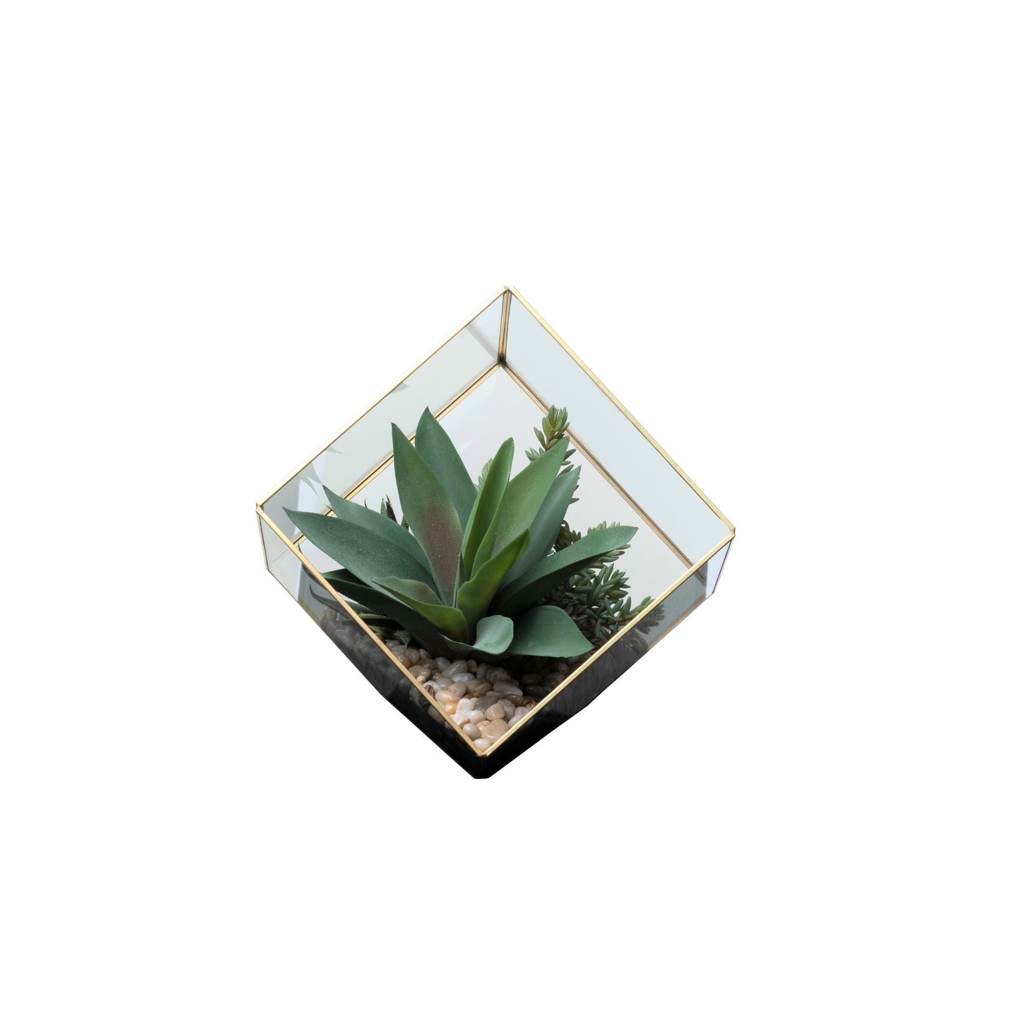 Medium Gold Berkley Terrarium Succulent Arrangement   AR1349