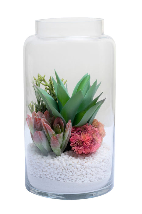 14" Kailee Vase with Succulent Arrangement   AR1353