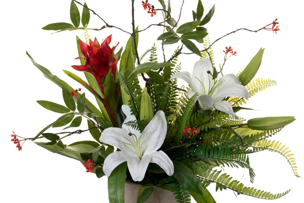 7" Sedona Pot with White Lily Floral Arrangement   AR1371