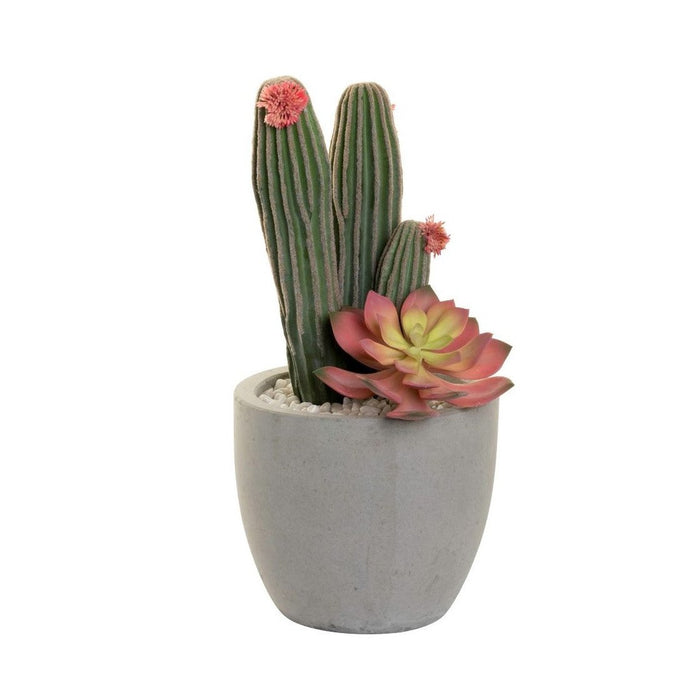 9" Concrete Mack Pot with Cactus Arrangement   AR1378