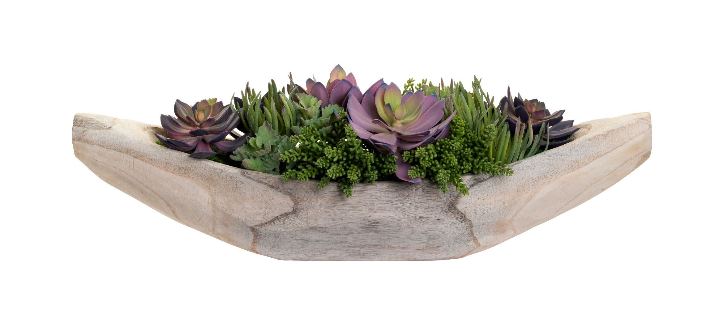 36" Sedona Wood Boat Planter Succulent Arrangement   AR1385