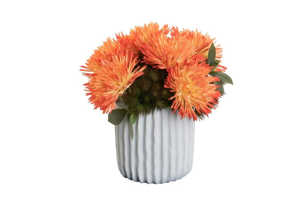5" Haven Pot with Orange Curled Mums Floral Arrangement   AR1395