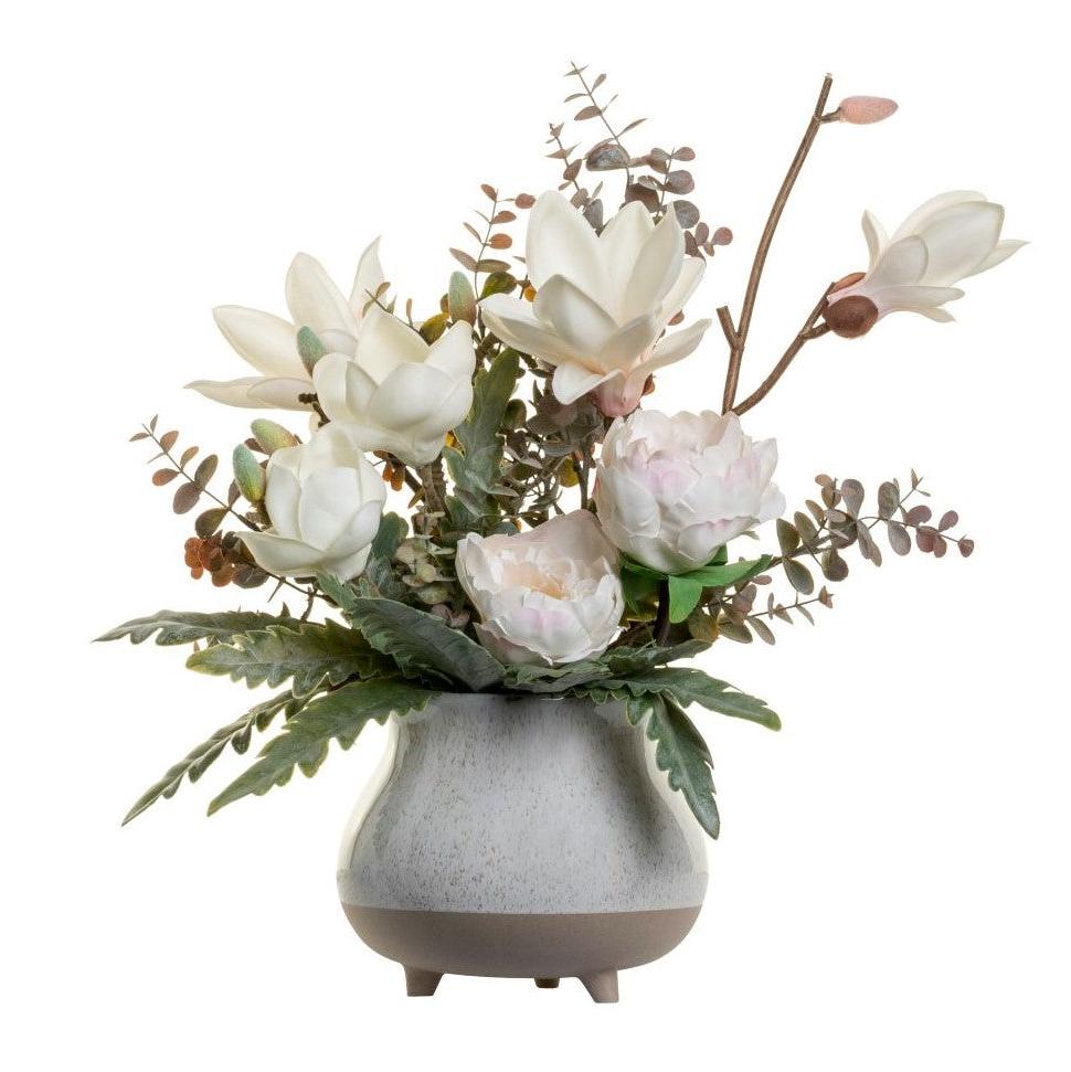 7" Blair Pot with Peony and Magnolia Arrangement   AR1396