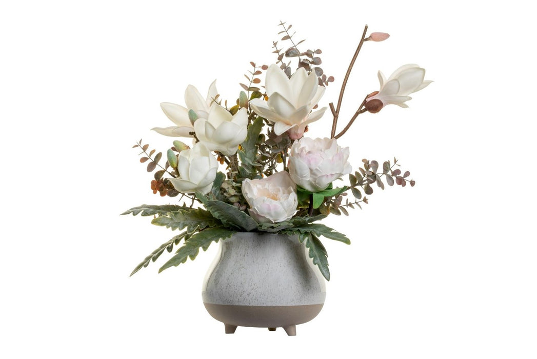 7" Blaire Pot with Peony and Magnolia Arrangement   AR1396
