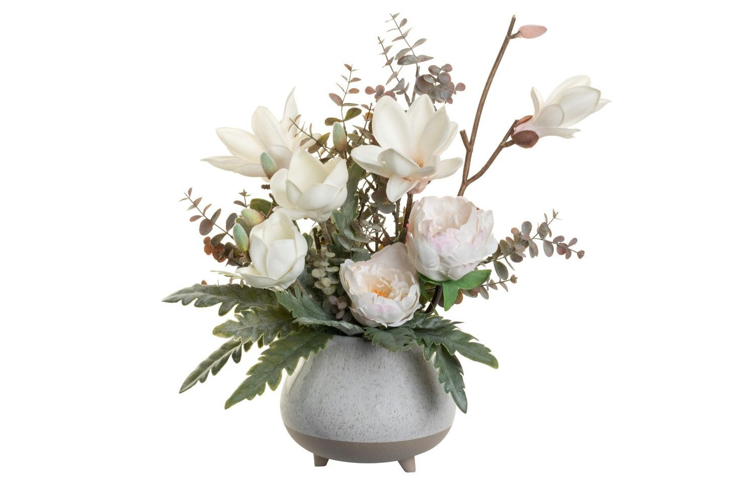 7" Blair Pot with Peony and Magnolia Arrangement   AR1396