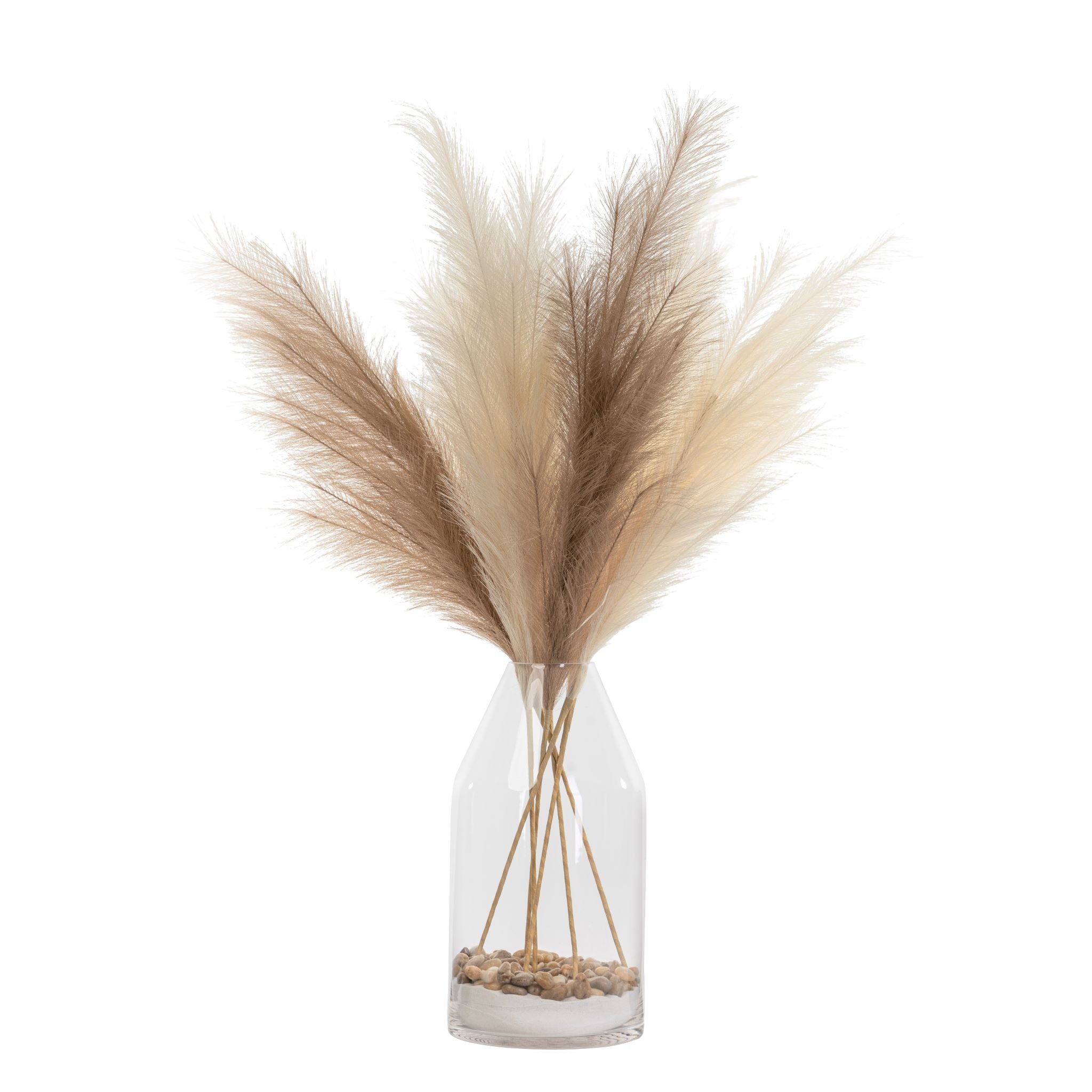 17" Tapered Vase with Faux Pampas Grass Arrangement   AR1413