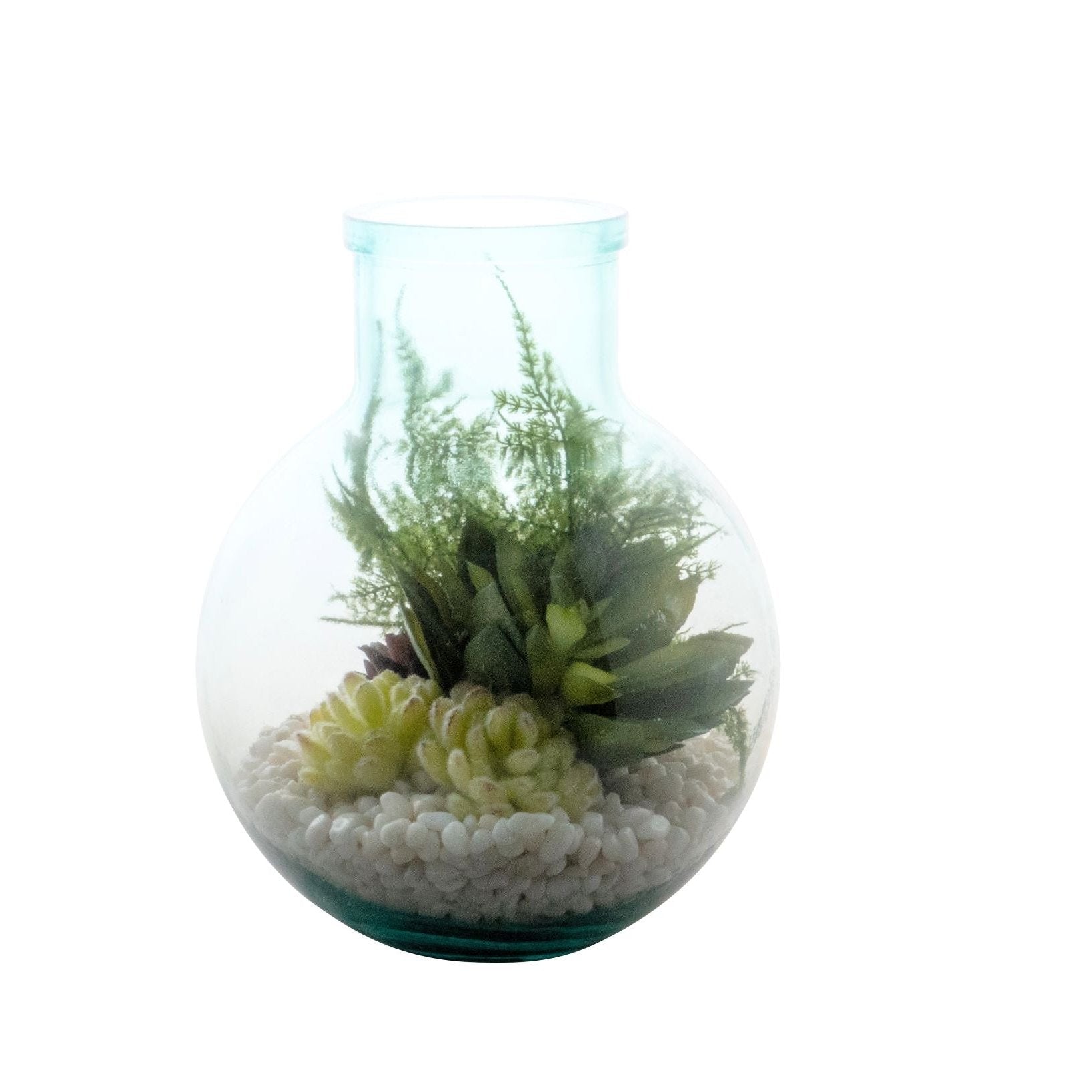 12” San Miguel Terrarium White Pebble Arrangement   AR1485