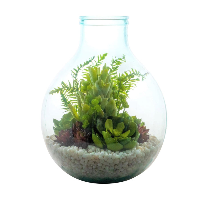 14” San Miguel Terrarium White Pebble Arrangement   AR1486