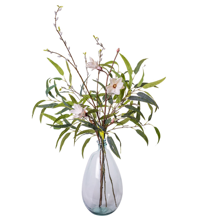 San Miguel Glass Vase with Magolia Stems   AR1512