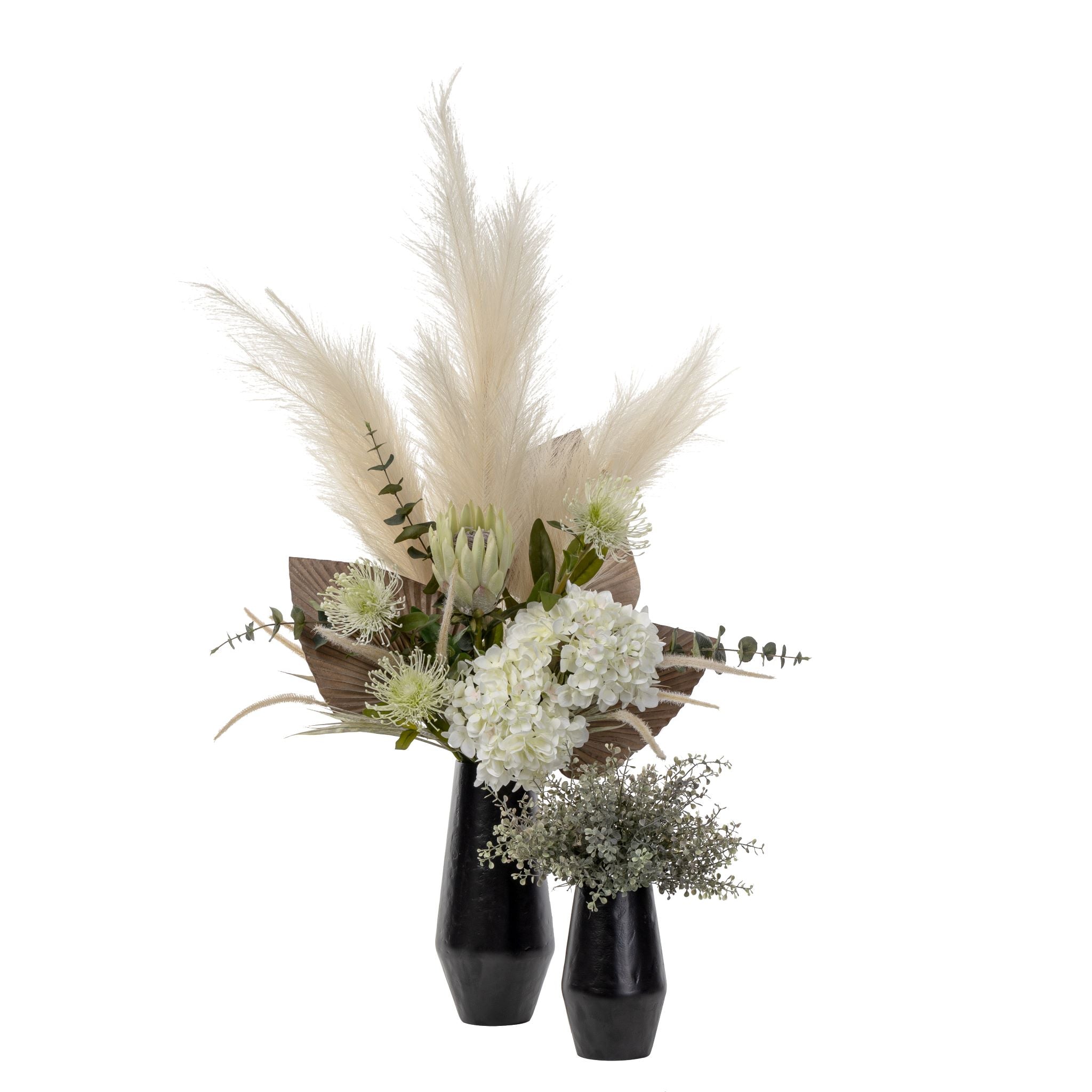 Faux Pampas and Floral Arrangement Duo in Aubrey Vase  AR1563