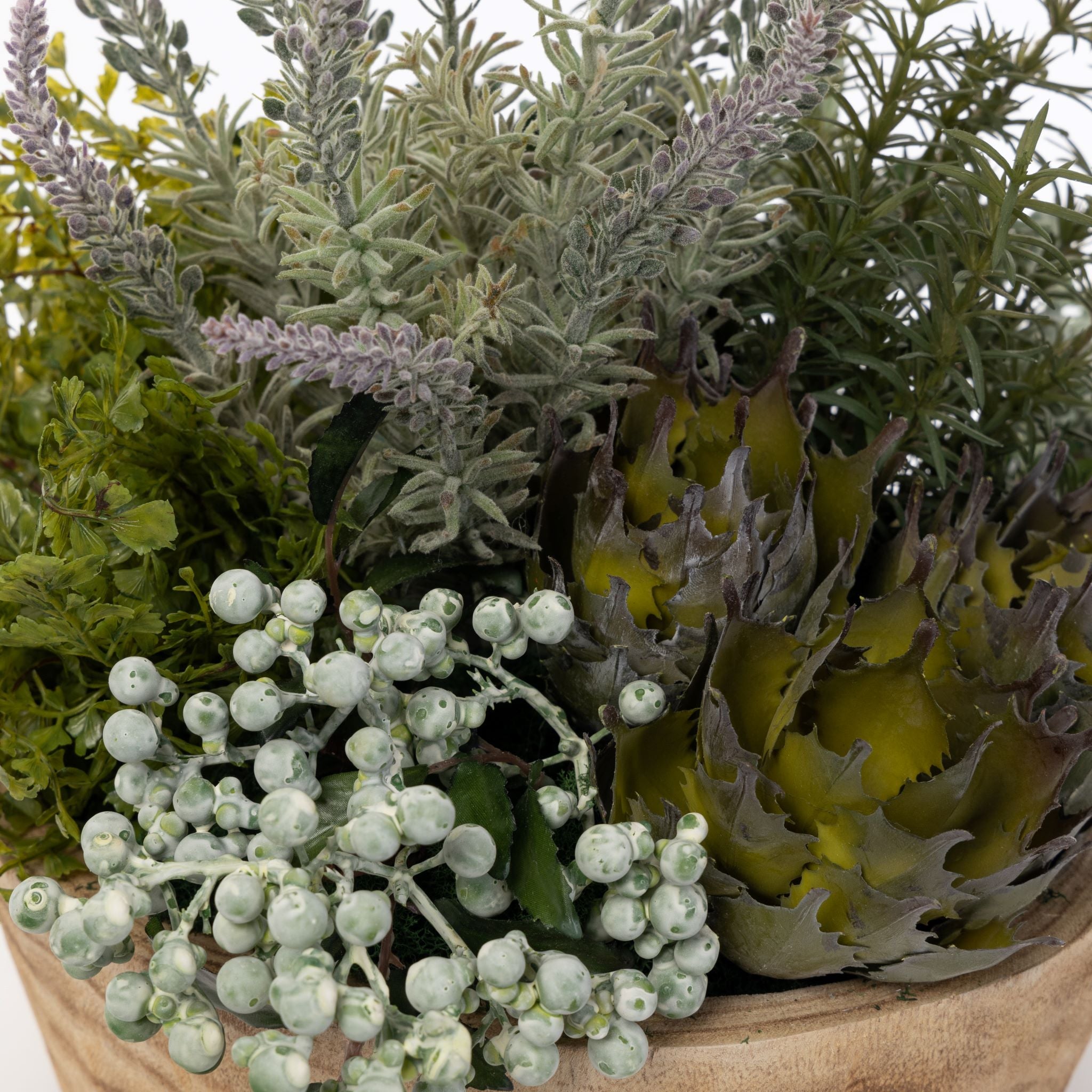 13.5" Sedona Wood Bowl with Lavender and Succulents   AR1567