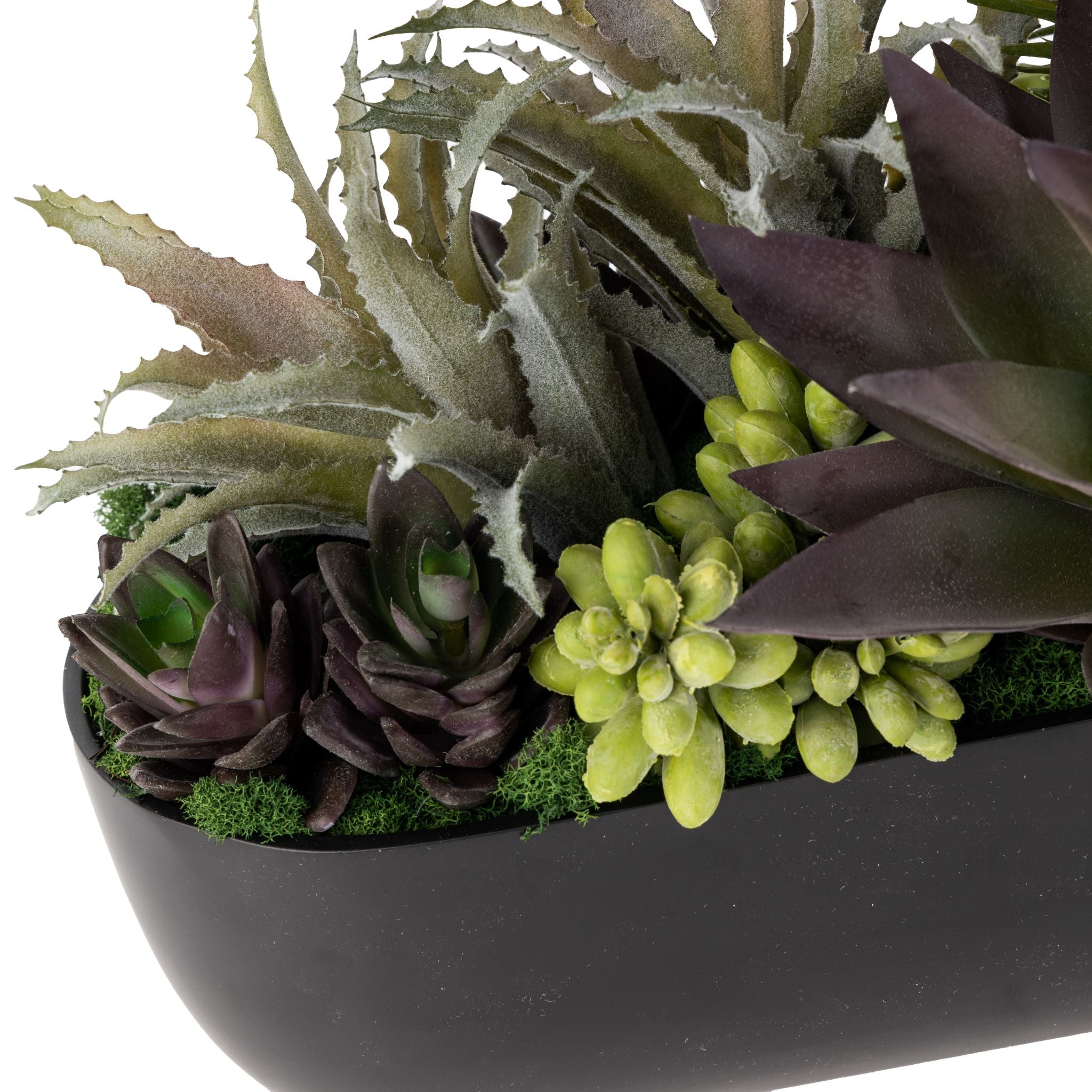 24” Olivia Metal Trough with Succulent Arrangement   AR1599