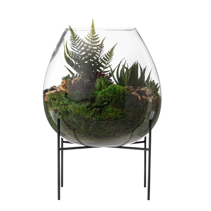 19.5" Carl Glass Vase with Succulent Arrangement   AR1601