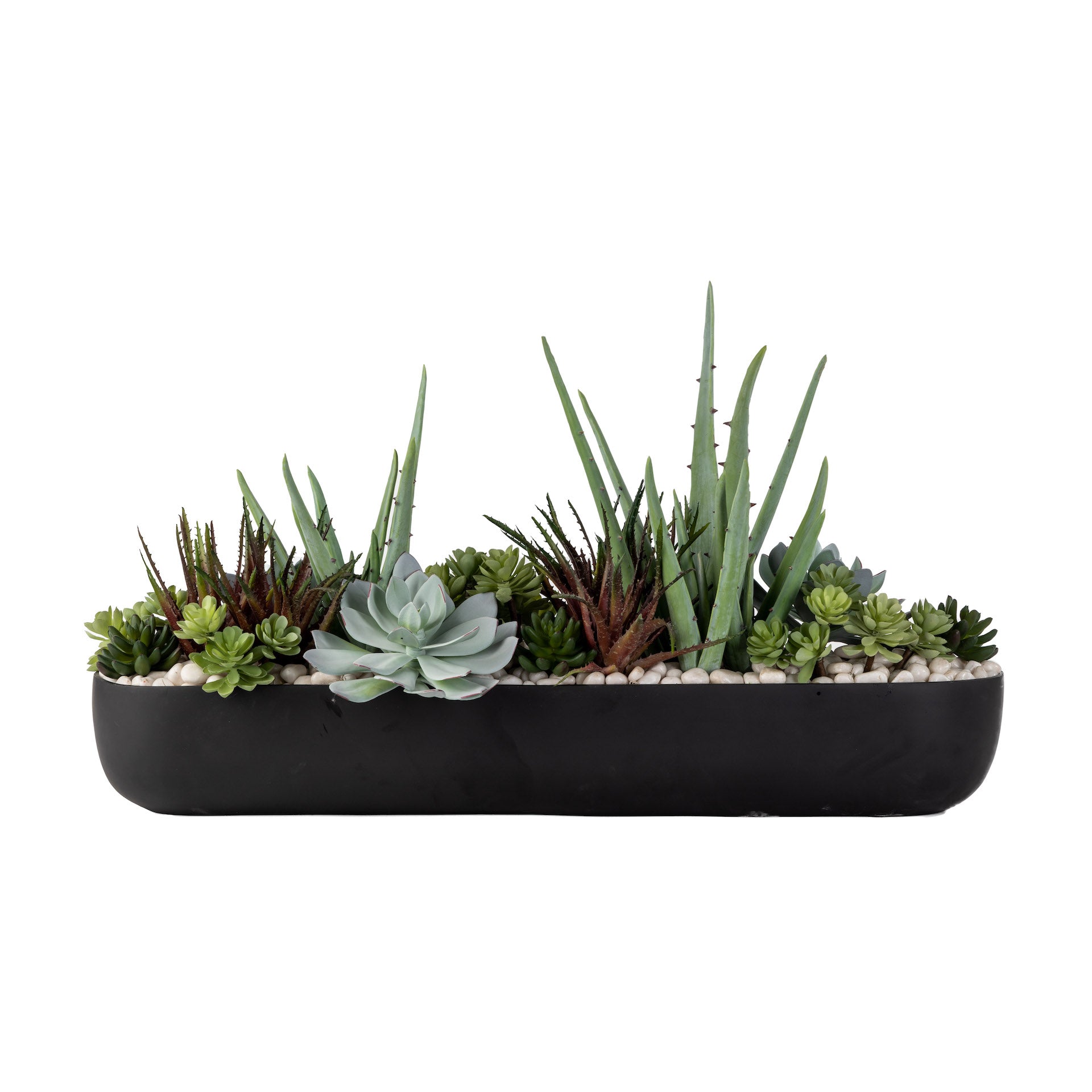 36” Olivia Metal Trough with Succulent Arrangement   AR1604