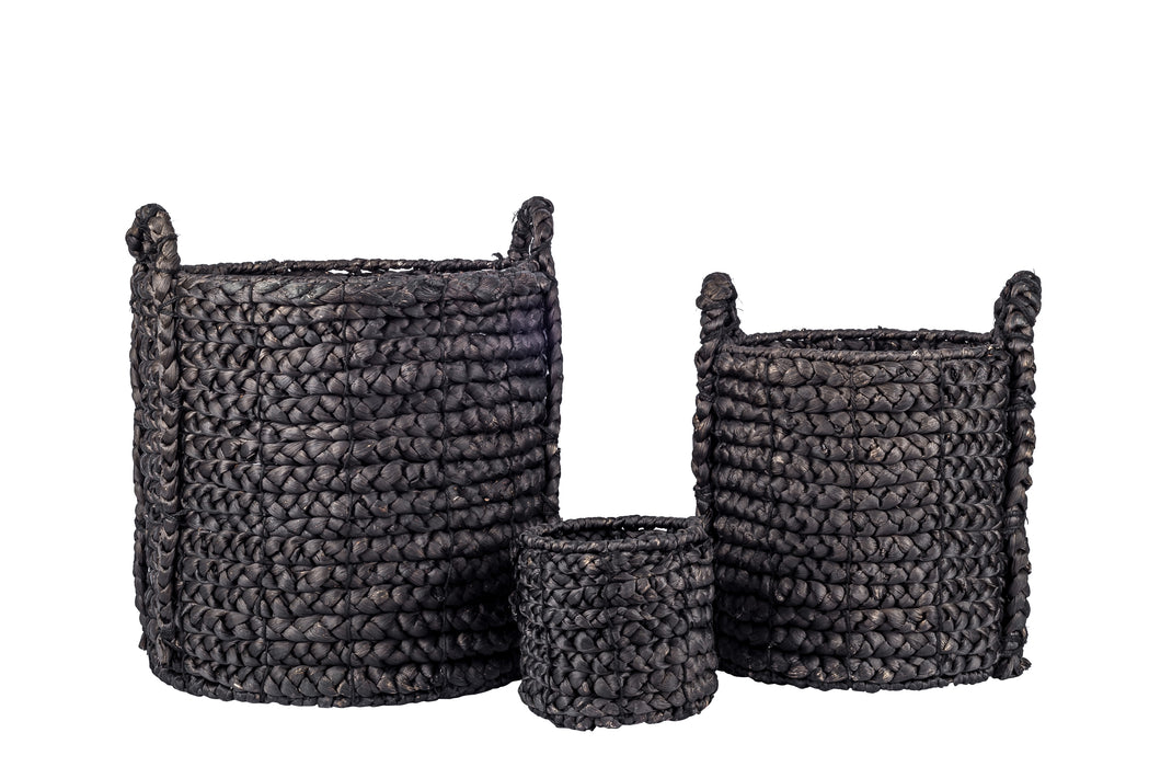 Kenna Collection-Black Basket with Handles   BS1009