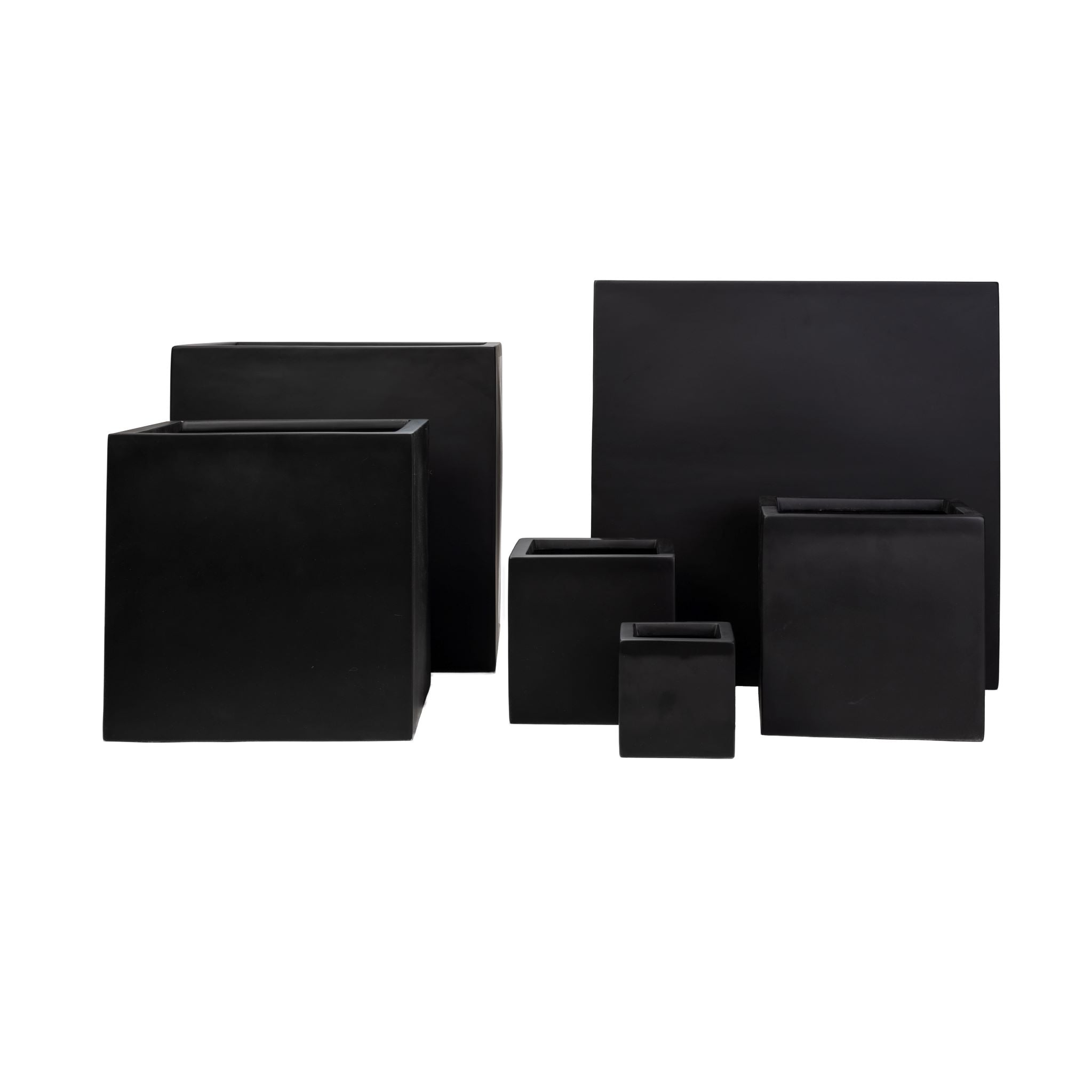 Balboa Collection Fiberglass Square Planters Black     CN1102