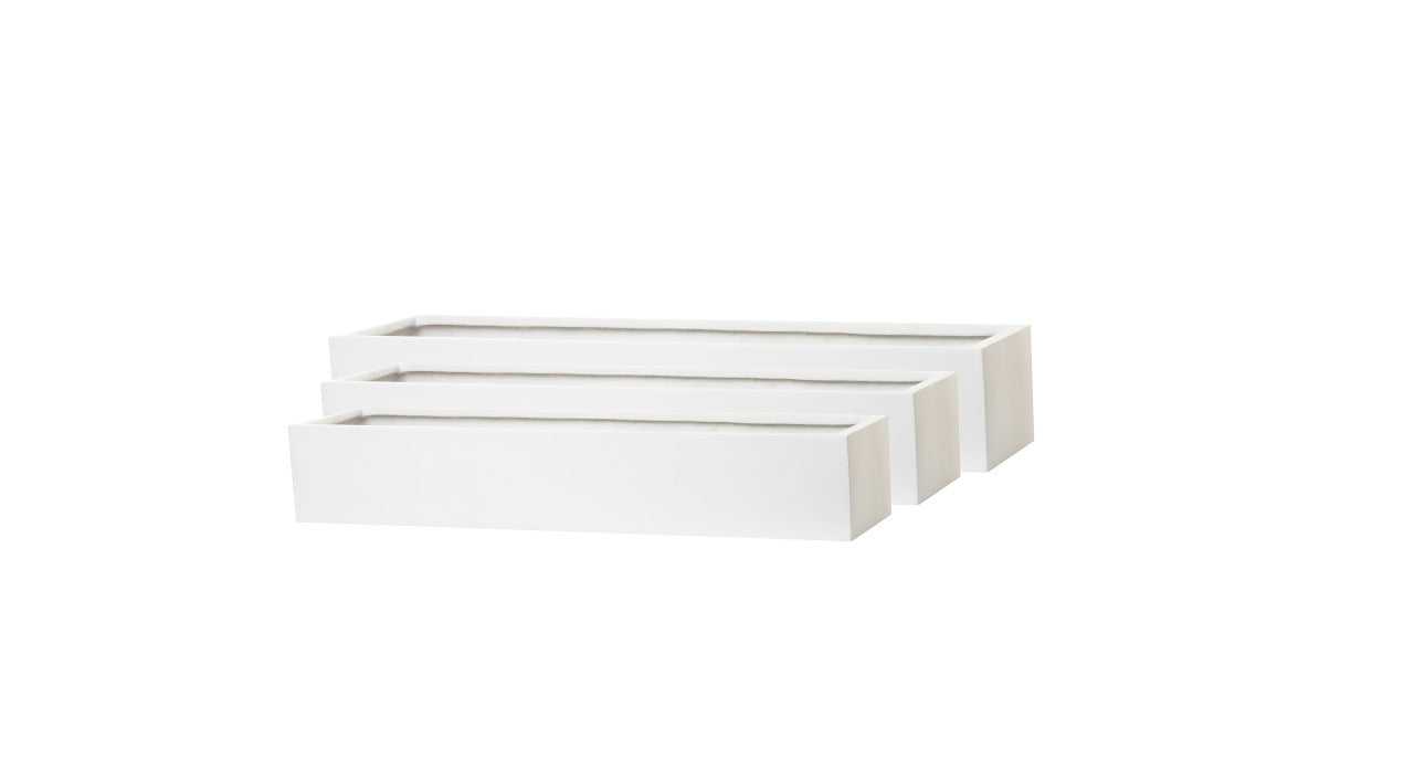 Manhattan Collection Table Top Rectangle Planters-Matte White   CN1032