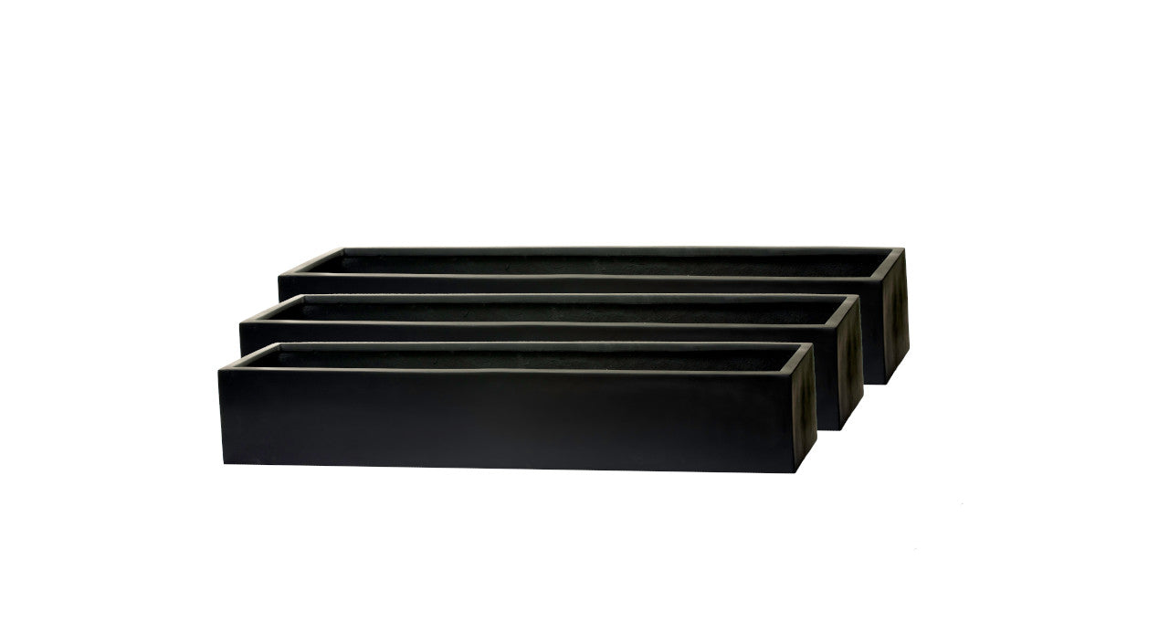 Manhattan Collection Table Top Rectangle Planters - Matte Black CN1033