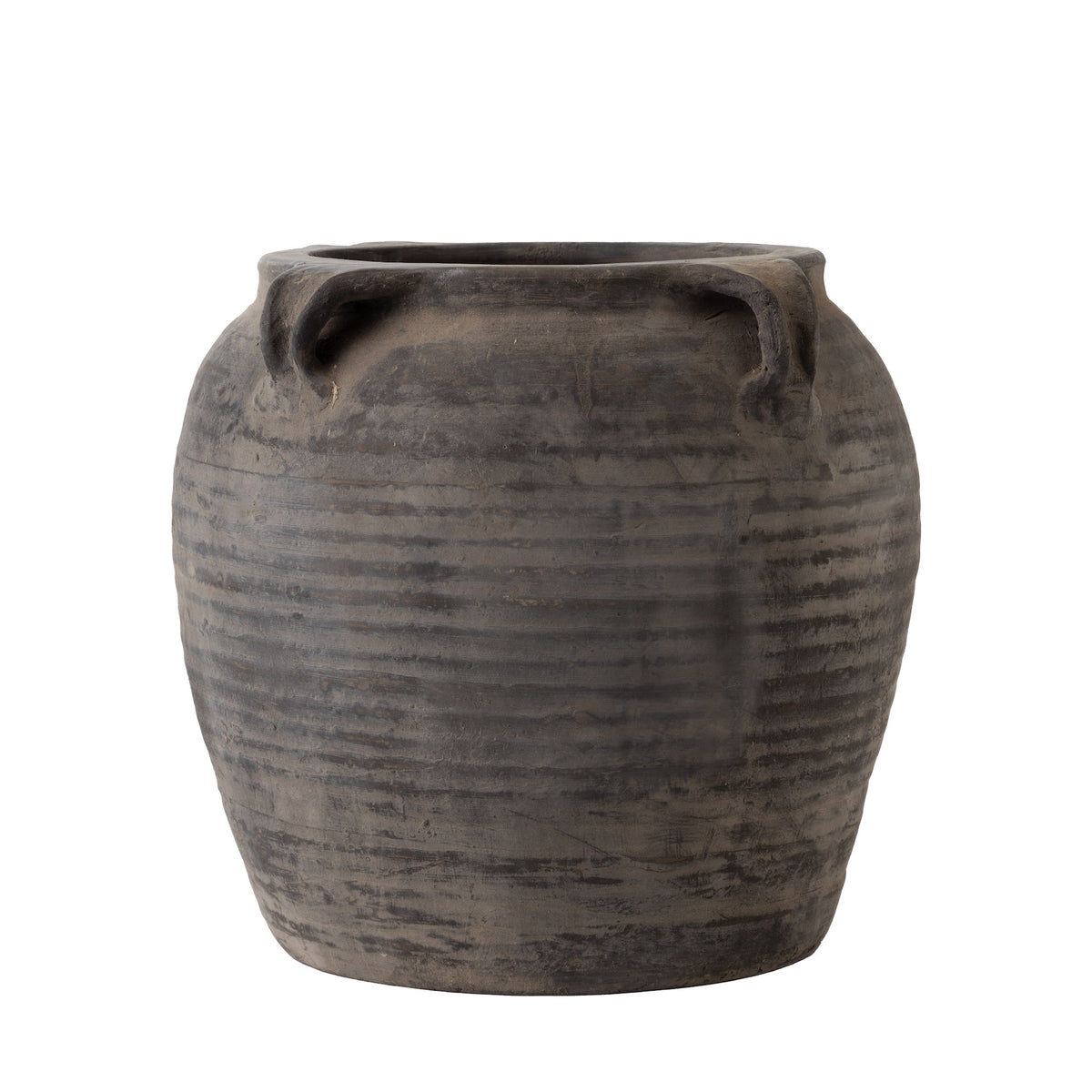 gray clay pots for plants Vintage Black Grey Clay Pot-4 Handles CN1153