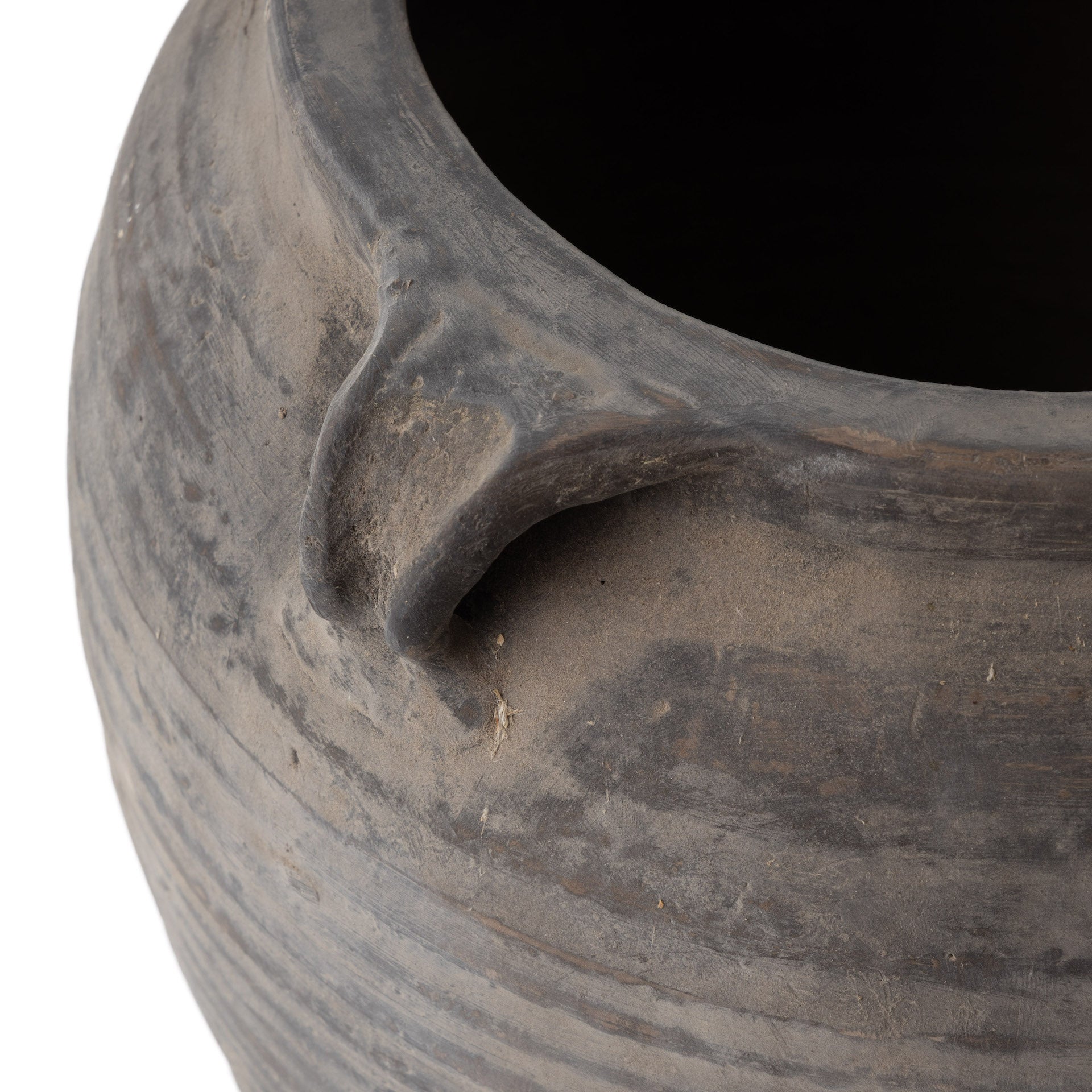 Vintage Black Grey Clay Pot-4 Handles    CN1153