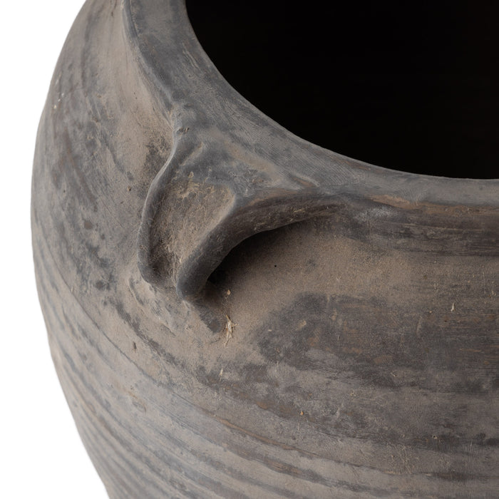 Vintage Black Grey Clay Pot-4 Handles    CN1153