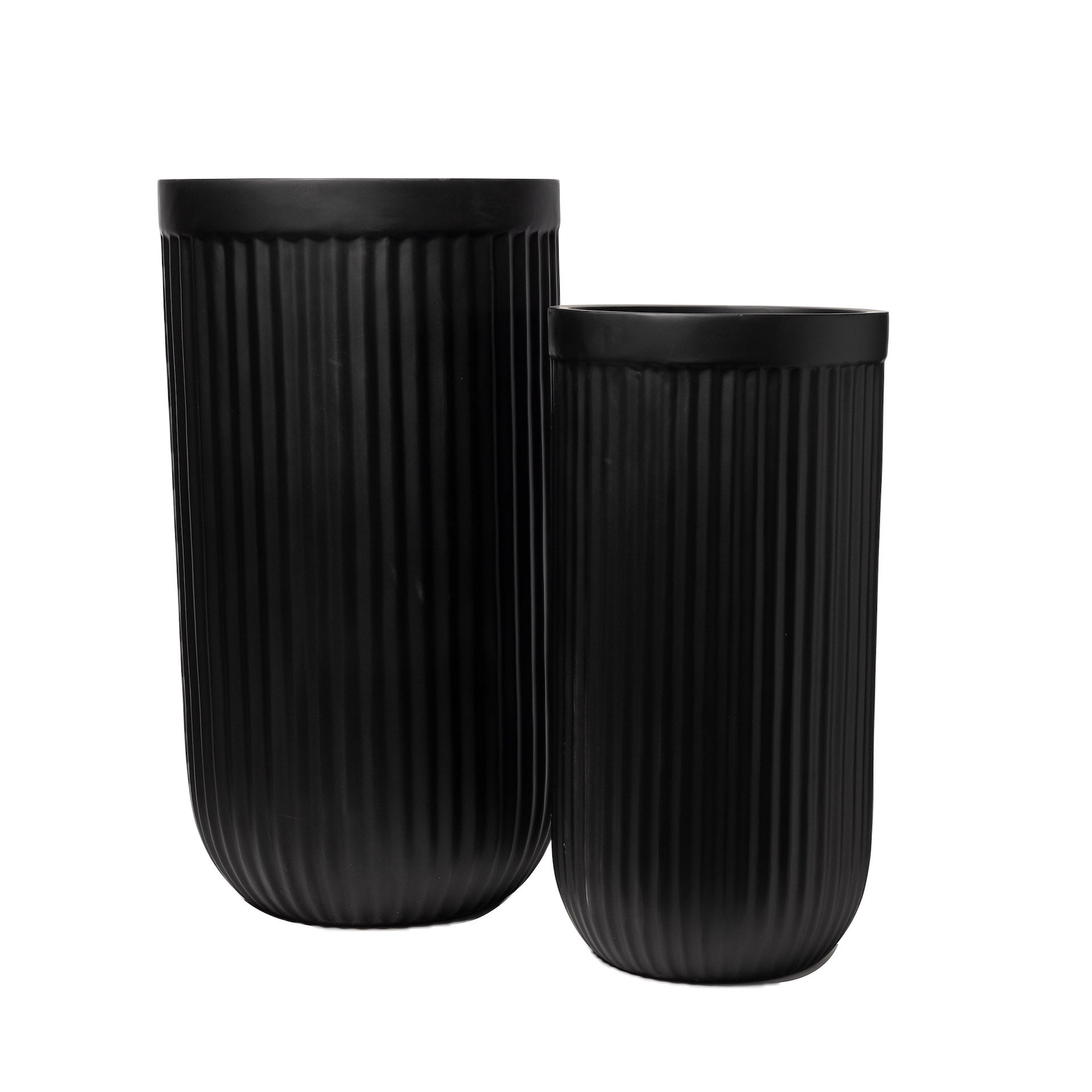 Dorsey Fluted Fiberglass Tall Collection-Black   CN1162