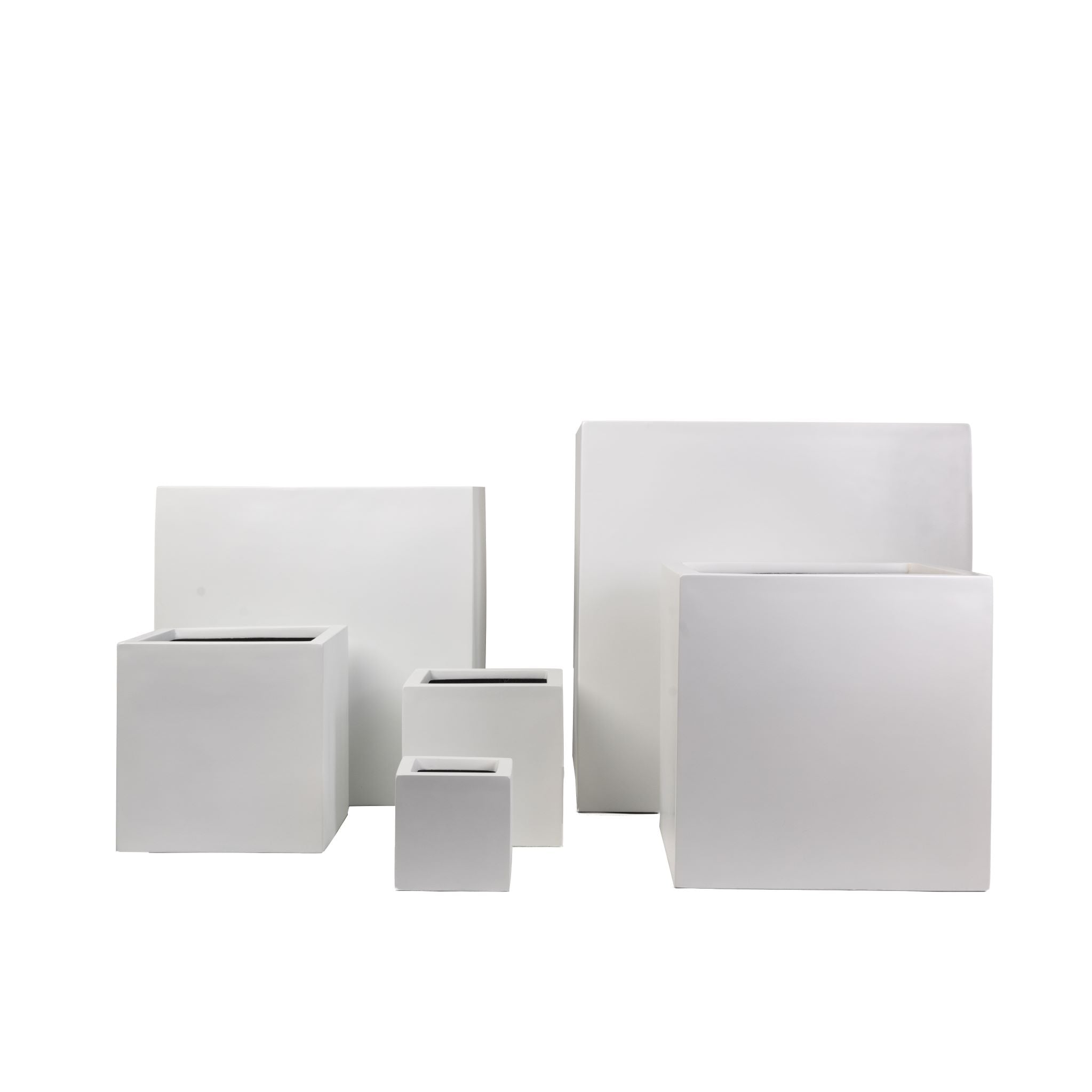 Balboa Collection Fiberglass Square Planters-White       CN1101